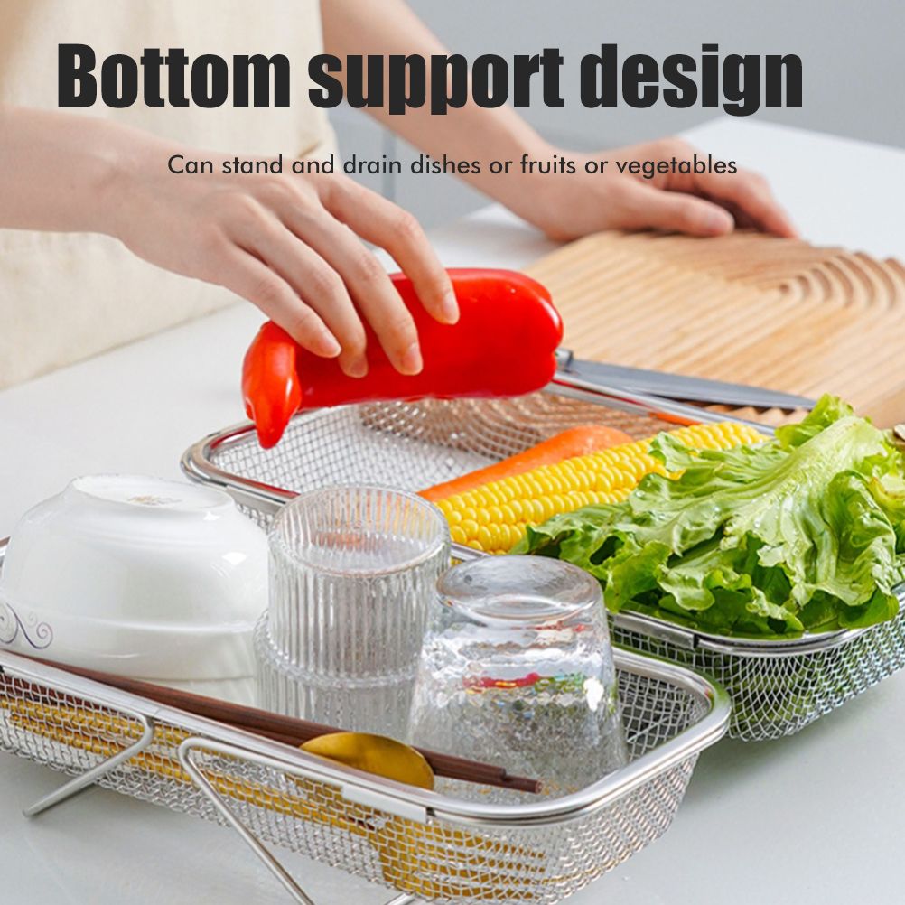 Over the Sink Colander Stainless Steel Expandable Strainer Basket Colander view 4