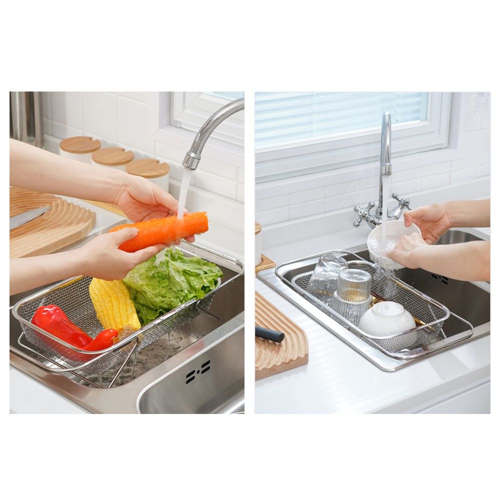 Over the Sink Colander Stainless Steel Expandable Strainer Basket Colander view 5