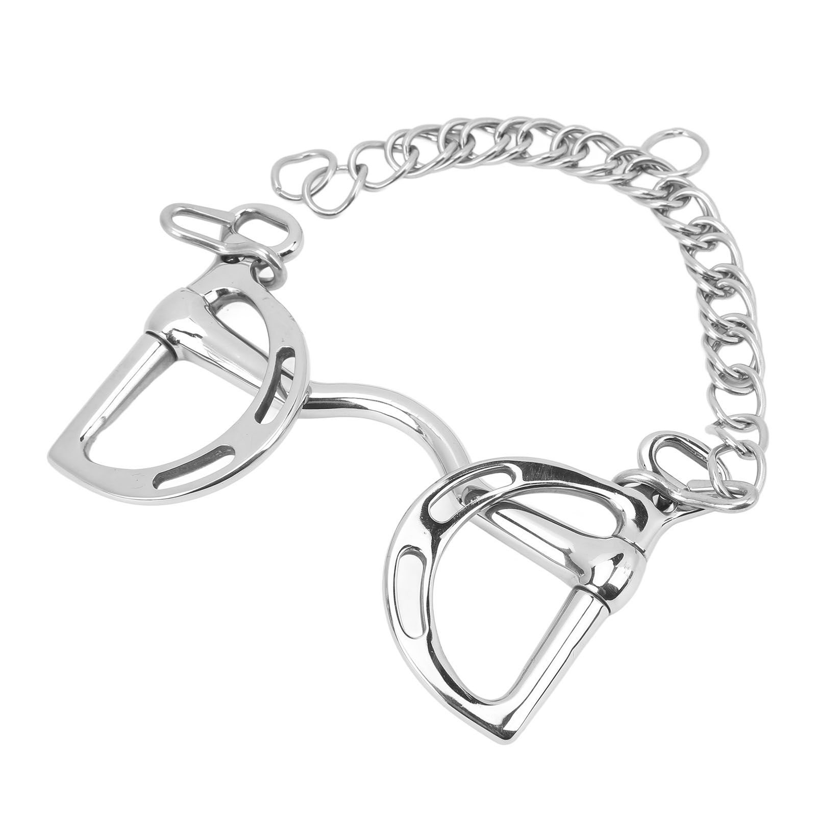 D Ring Horse Bit Stainless Steel Horse Mouth Snaffle Bit with Chain for 135mm