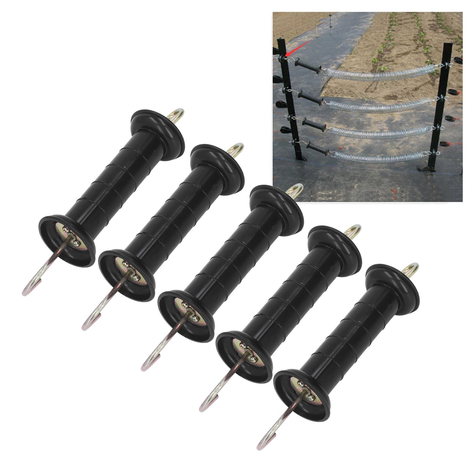 5Pcs Electric Fence Handle Insulated Gate Grip Bar with Metal Hook for Farm view 11