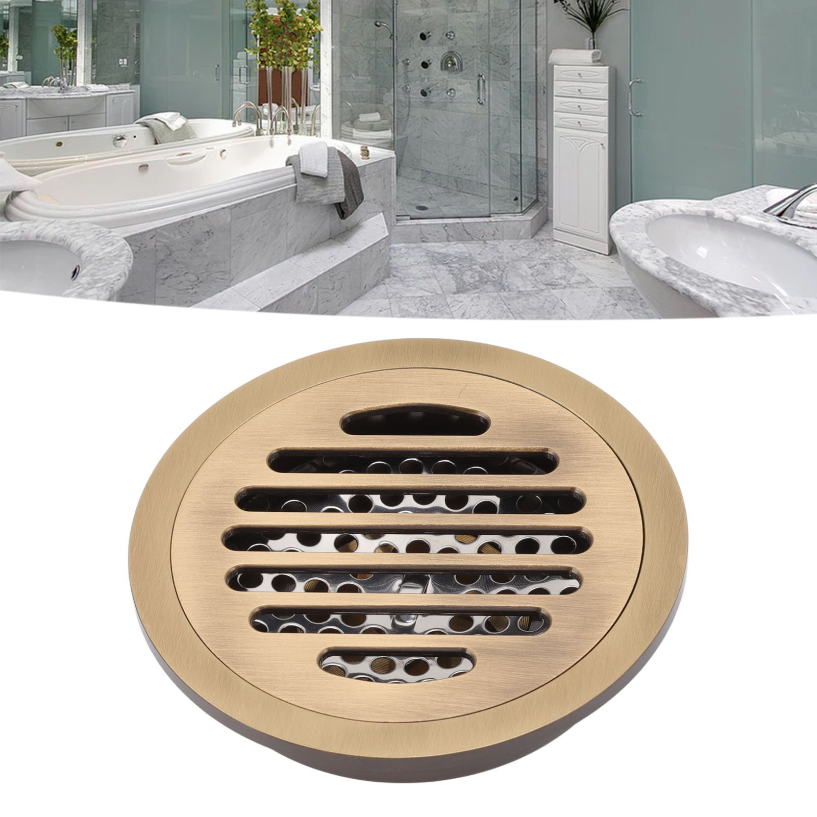 Round Shower Drain Vintage Style Robust Wearproof Sturdy Circle Floor Drain view 12