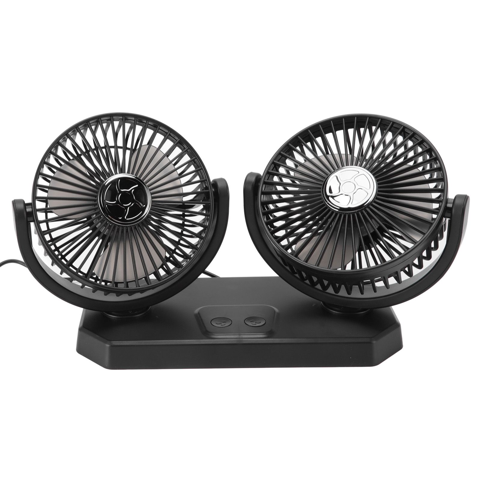 12V Double Head Electric Fan Double Control 3 Gears Strong Wind USB Charging view 2