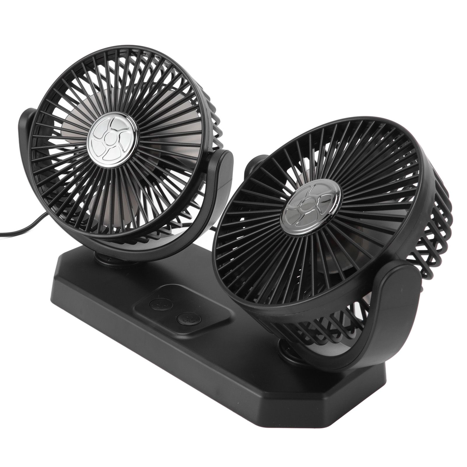 12V Double Head Electric Fan Double Control 3 Gears Strong Wind USB Charging view 3