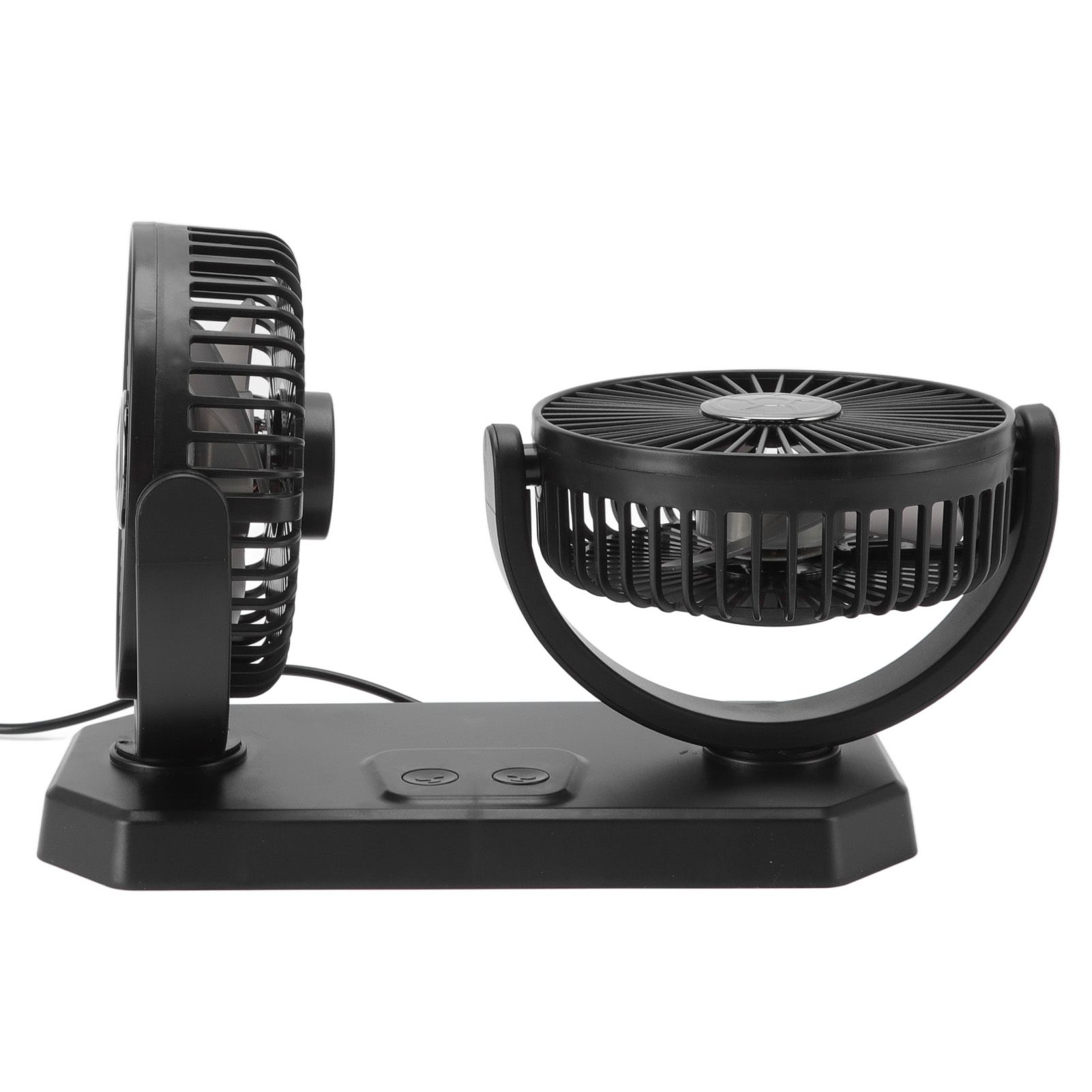 12V Double Head Electric Fan Double Control 3 Gears Strong Wind USB Charging view 4