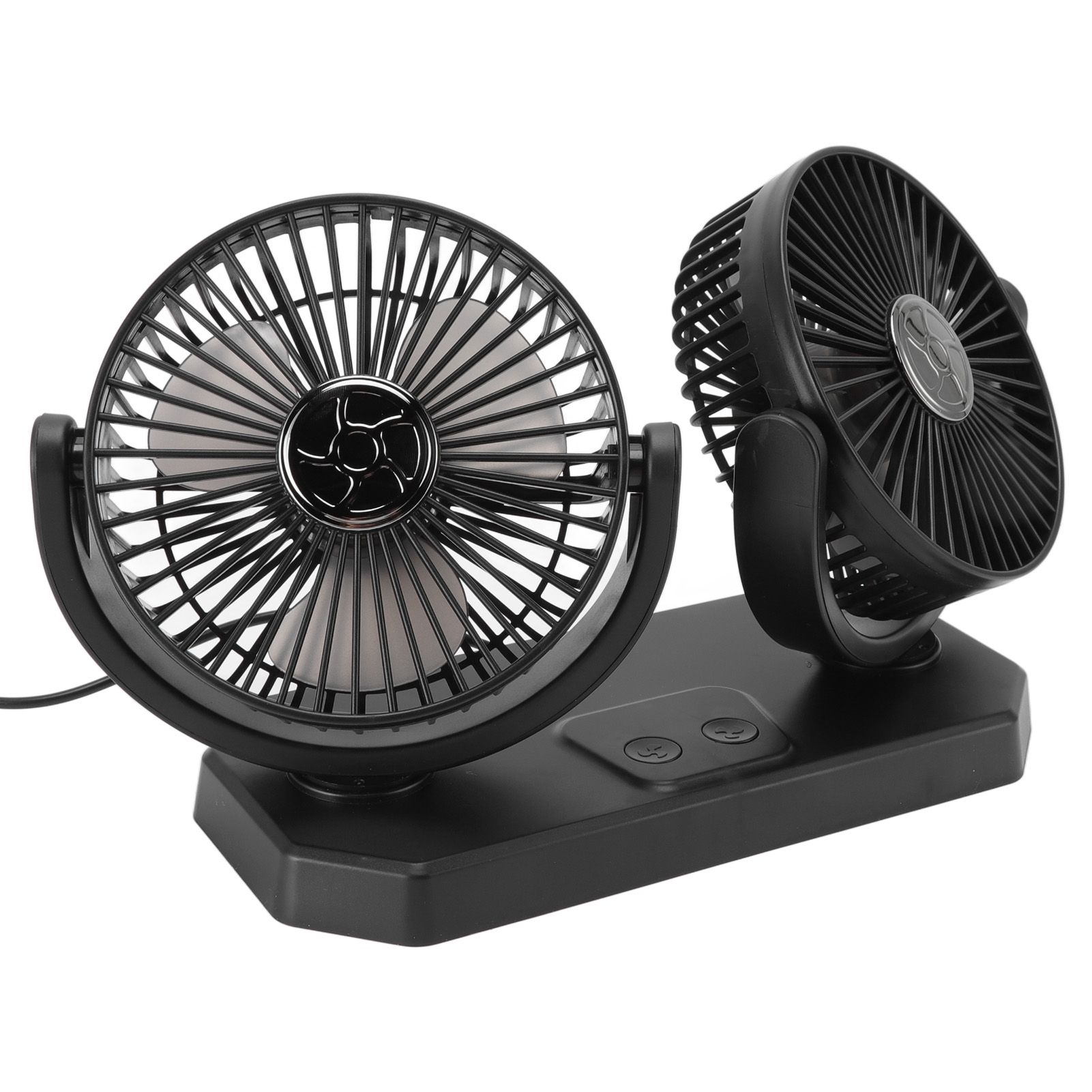 12V Double Head Electric Fan Double Control 3 Gears Strong Wind USB Charging view 5
