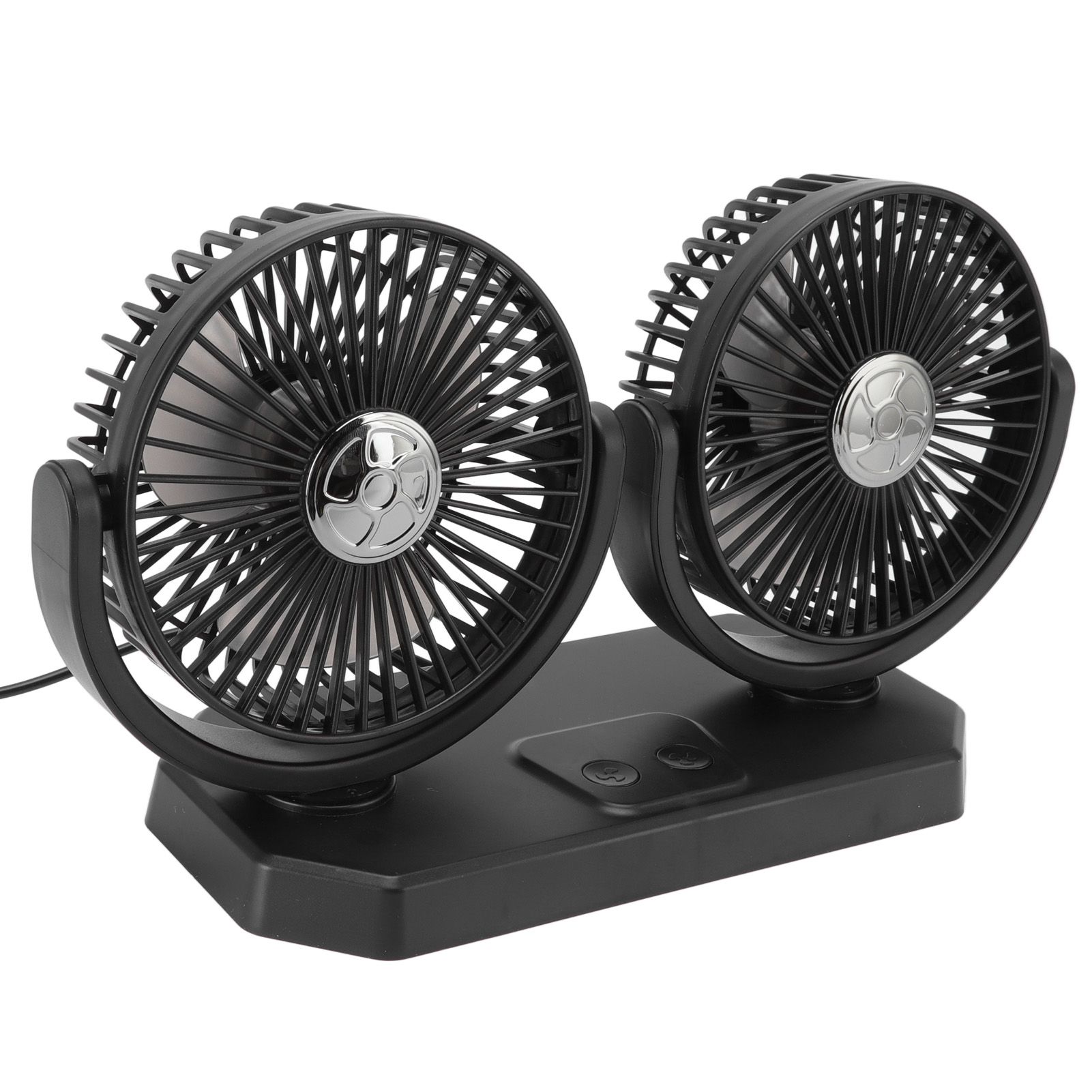 12V Double Head Electric Fan Double Control 3 Gears Strong Wind USB Charging view 7
