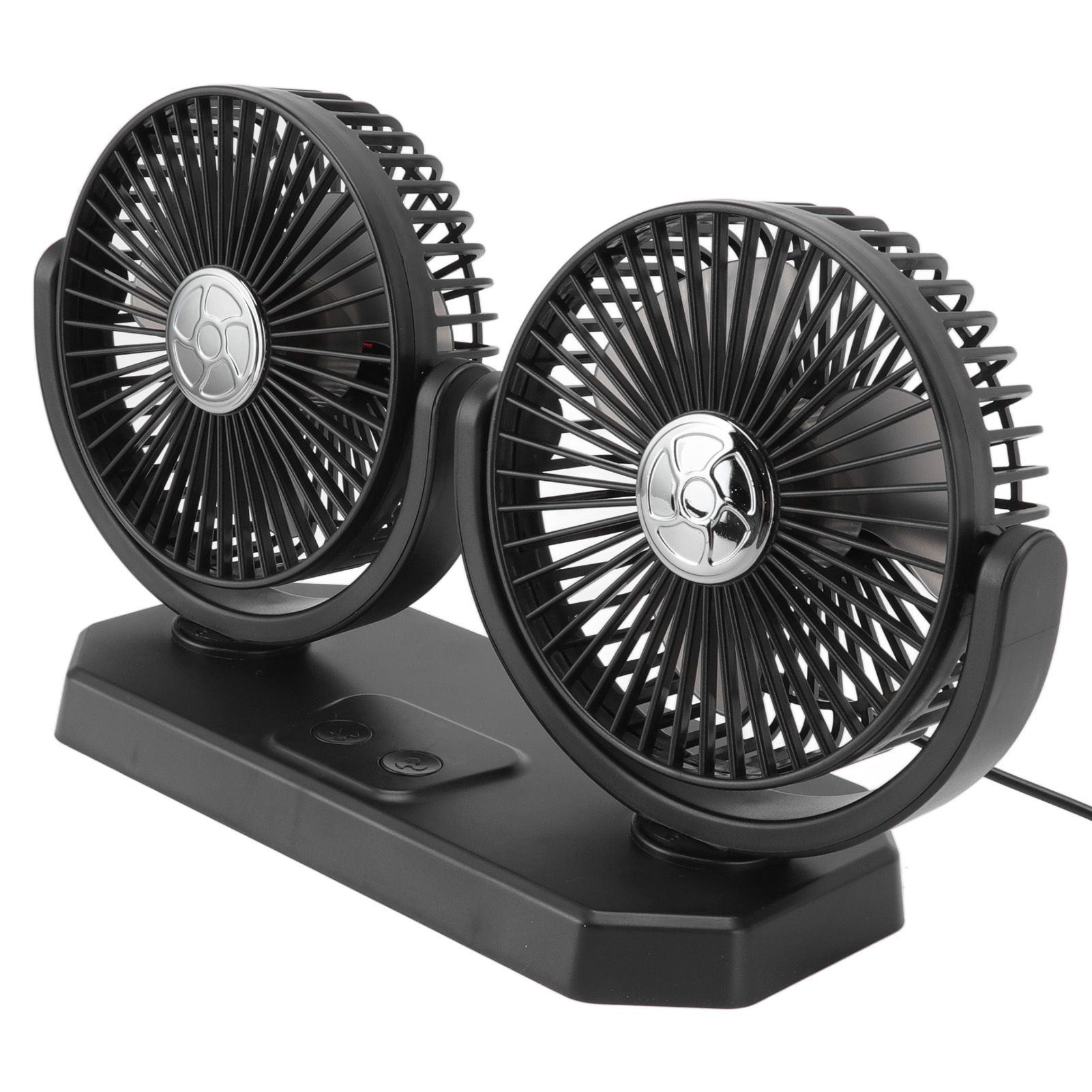12V Double Head Electric Fan Double Control 3 Gears Strong Wind USB Charging view 8