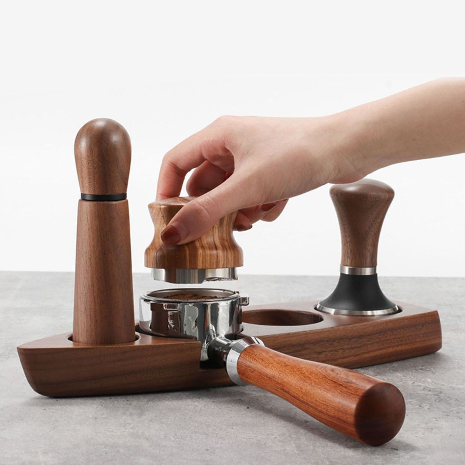 Wooden Coffee Tamper Holder Coffee Tamper Mat Stand Coffee Maker Support view 12