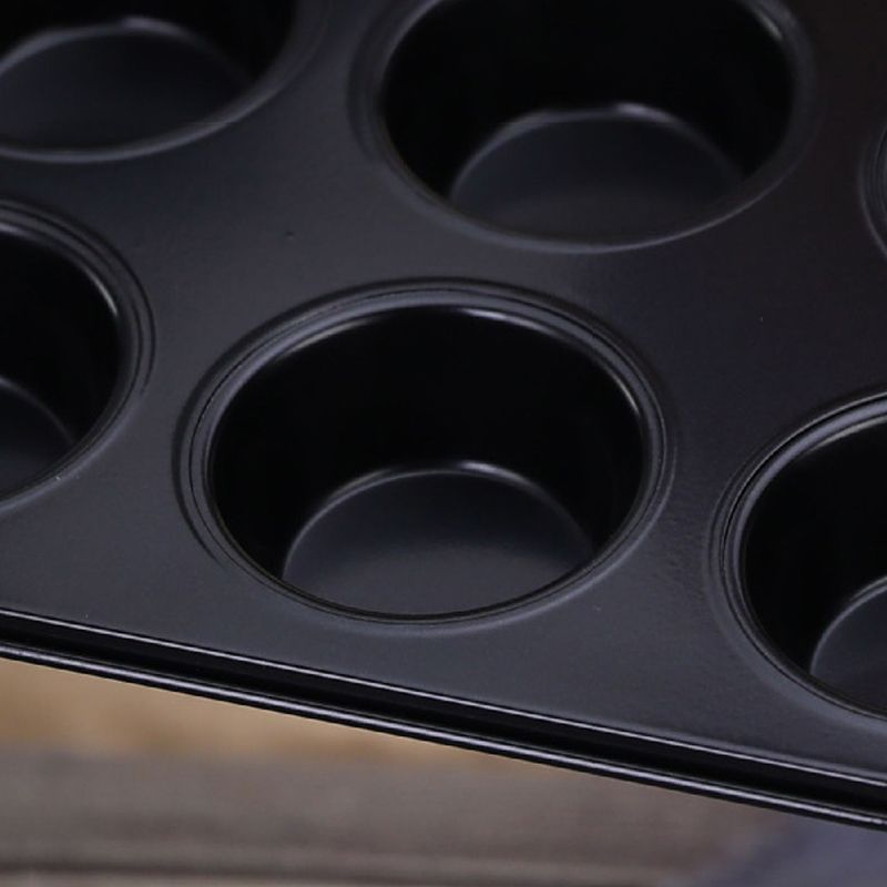 Carbon Steel Cupcake Pan Non Stick Baking Pan Black Quick Release Muffin Tins view 5