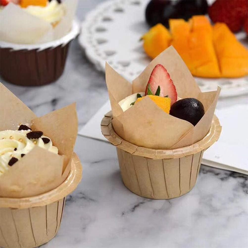 150 Pieces Mini Baking Cups Tulip Baking Cups Cupcake Liners Muffin Liners for view 5
