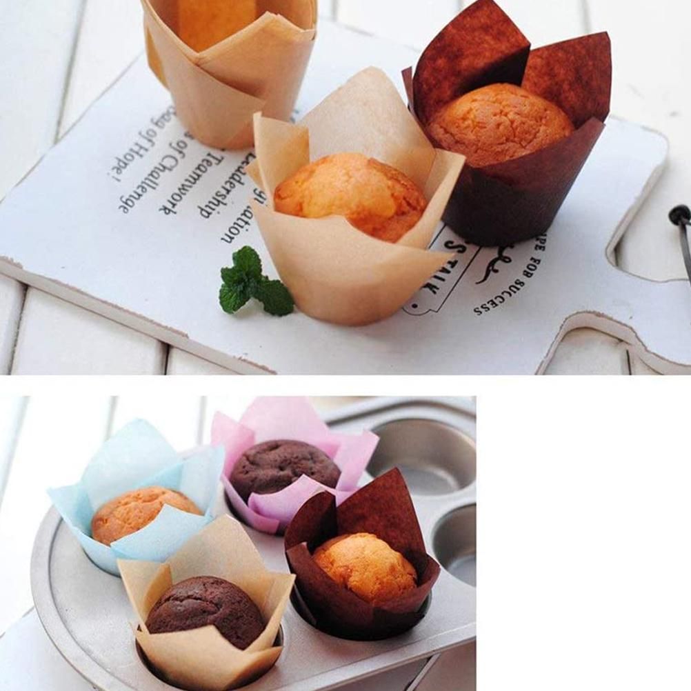 150 Pieces Mini Baking Cups Tulip Baking Cups Cupcake Liners Muffin Liners for view 10