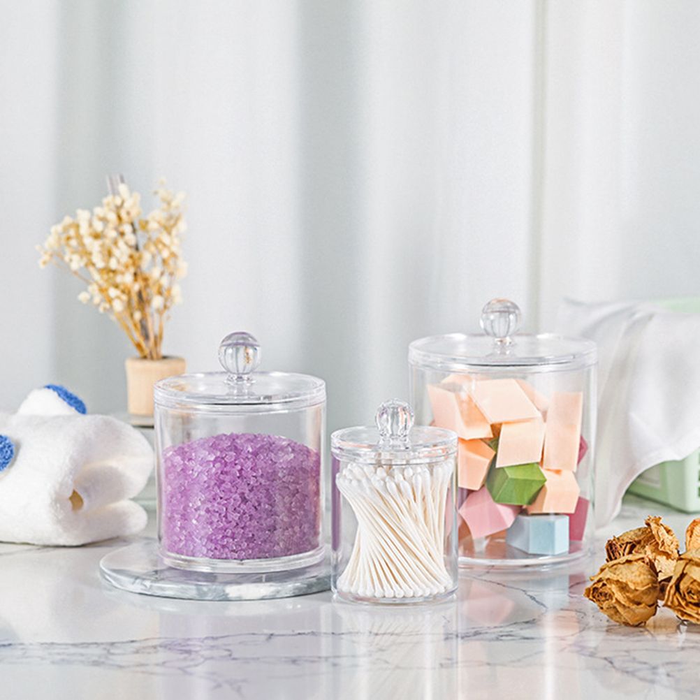 3PCS Clear Acrylic Cotton Swab Container Organizer Multipurpose Durable view 5