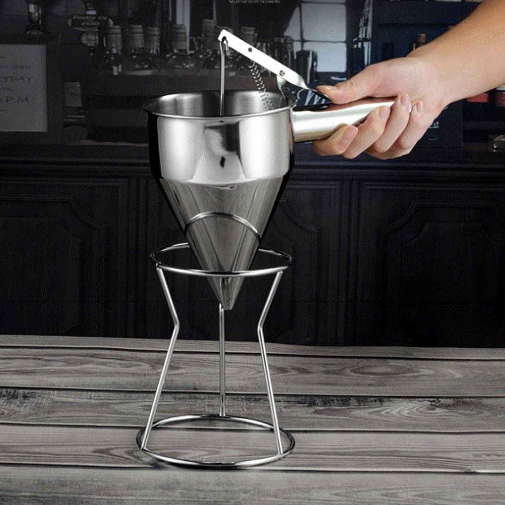 Stainless Steel Piston Funnel with Stand Kitchen Baking Funnel Batter view 5