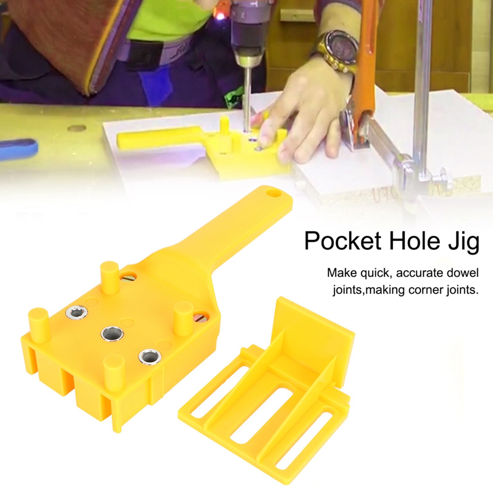 8Pcs Woodworking Dowel Jig Kit Punch Locator Handheld Pocket Hole Drilling Tools view 14