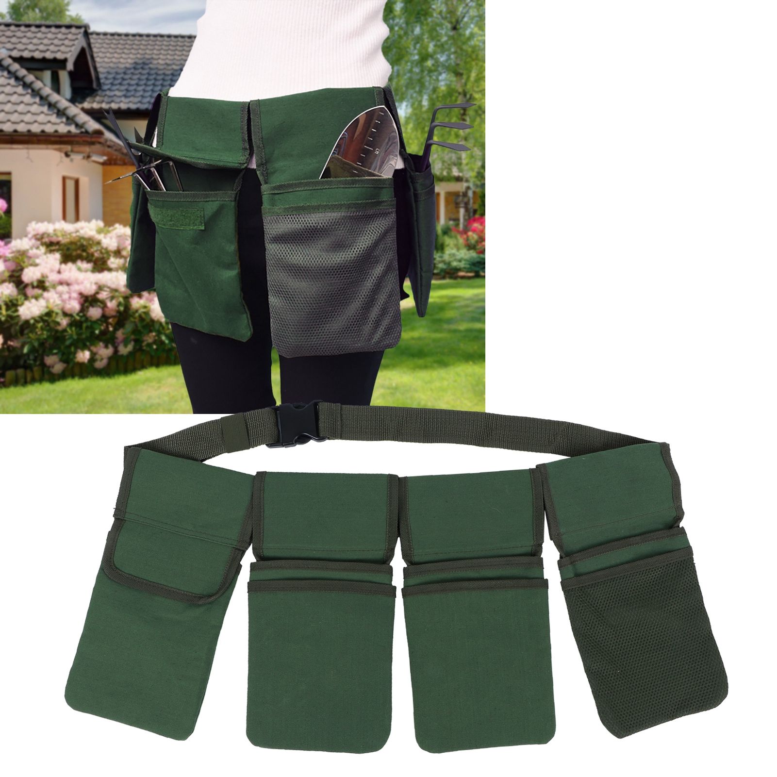 Garden Tool Storage Bag Waist Belt Hanging Pouch 4‑Pockets Organizer Gardening view 9
