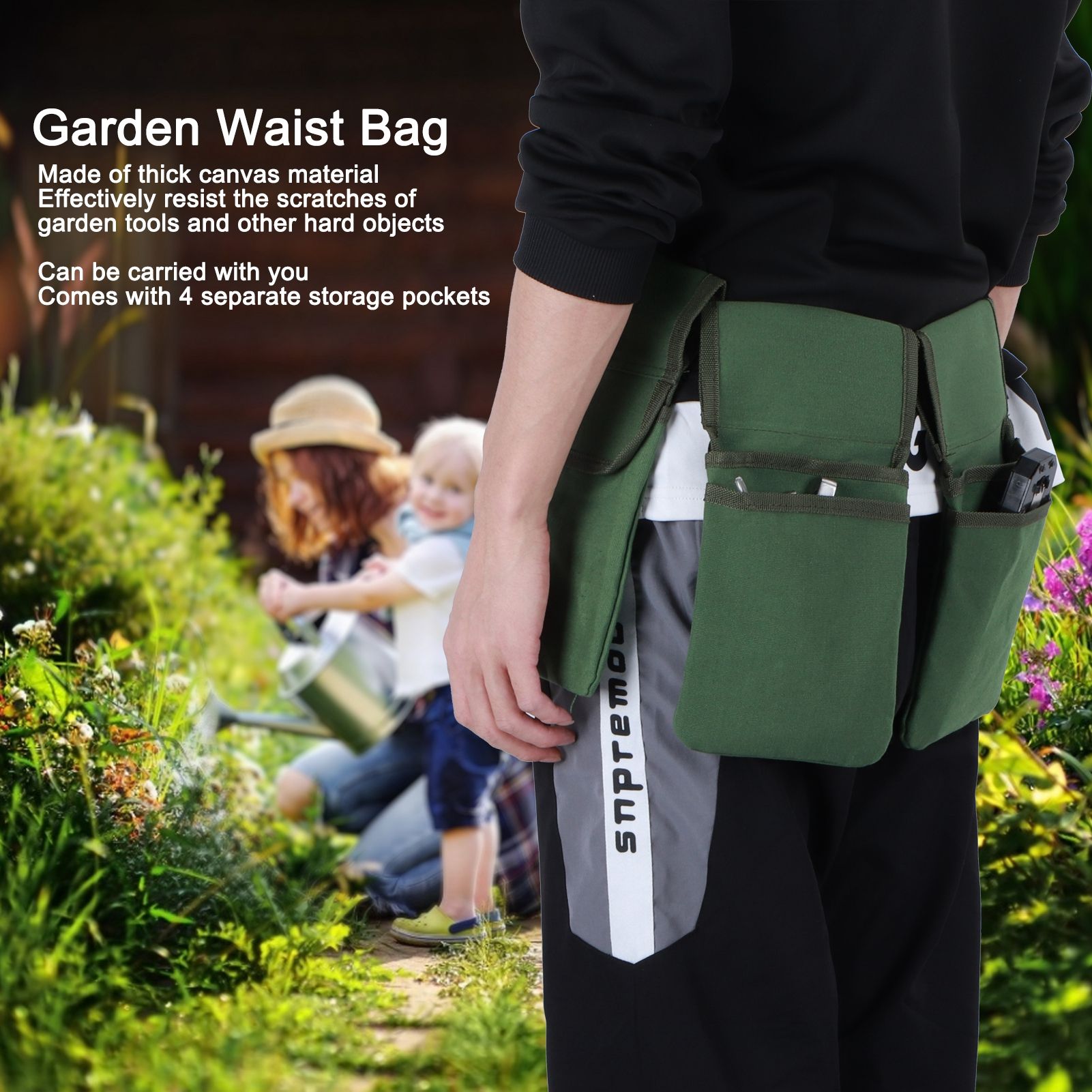 Garden Tool Storage Bag Waist Belt Hanging Pouch 4‑Pockets Organizer Gardening view 15