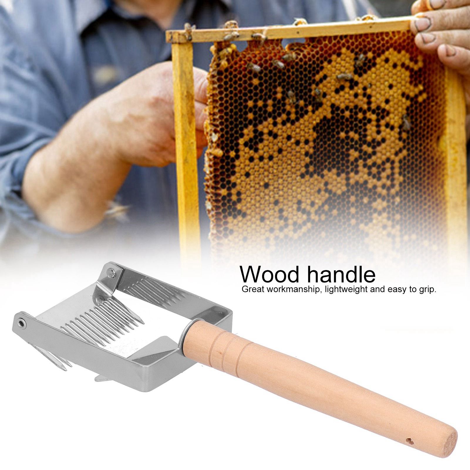 Uncapping Fork Honey Scraper Thicken Wooden Handle Beekeeping Tool Apiculture view 14