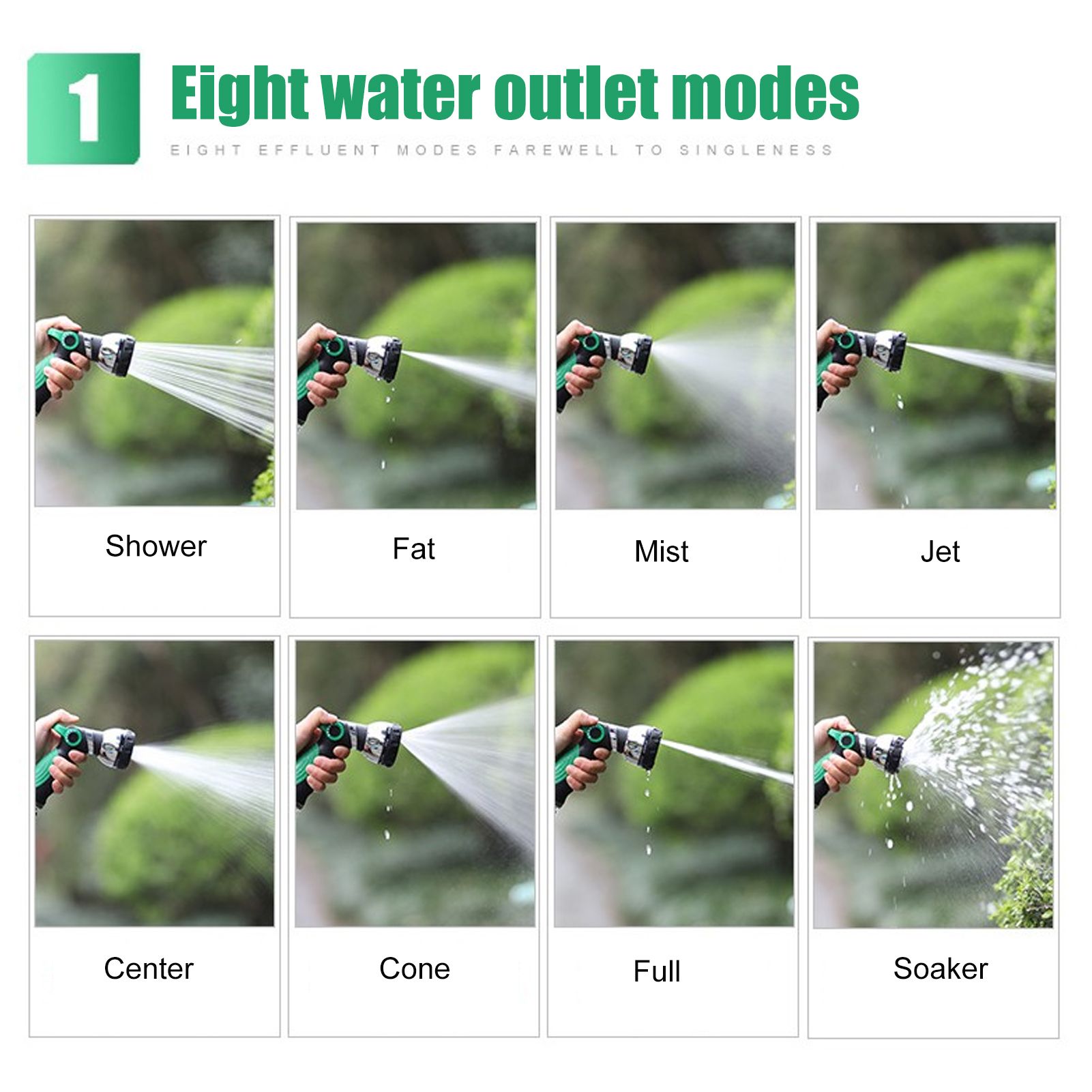 Garden Hose Spray Nozzle AntiSlip 8 Adjustable Patterns Water Sprayer Quick view 14