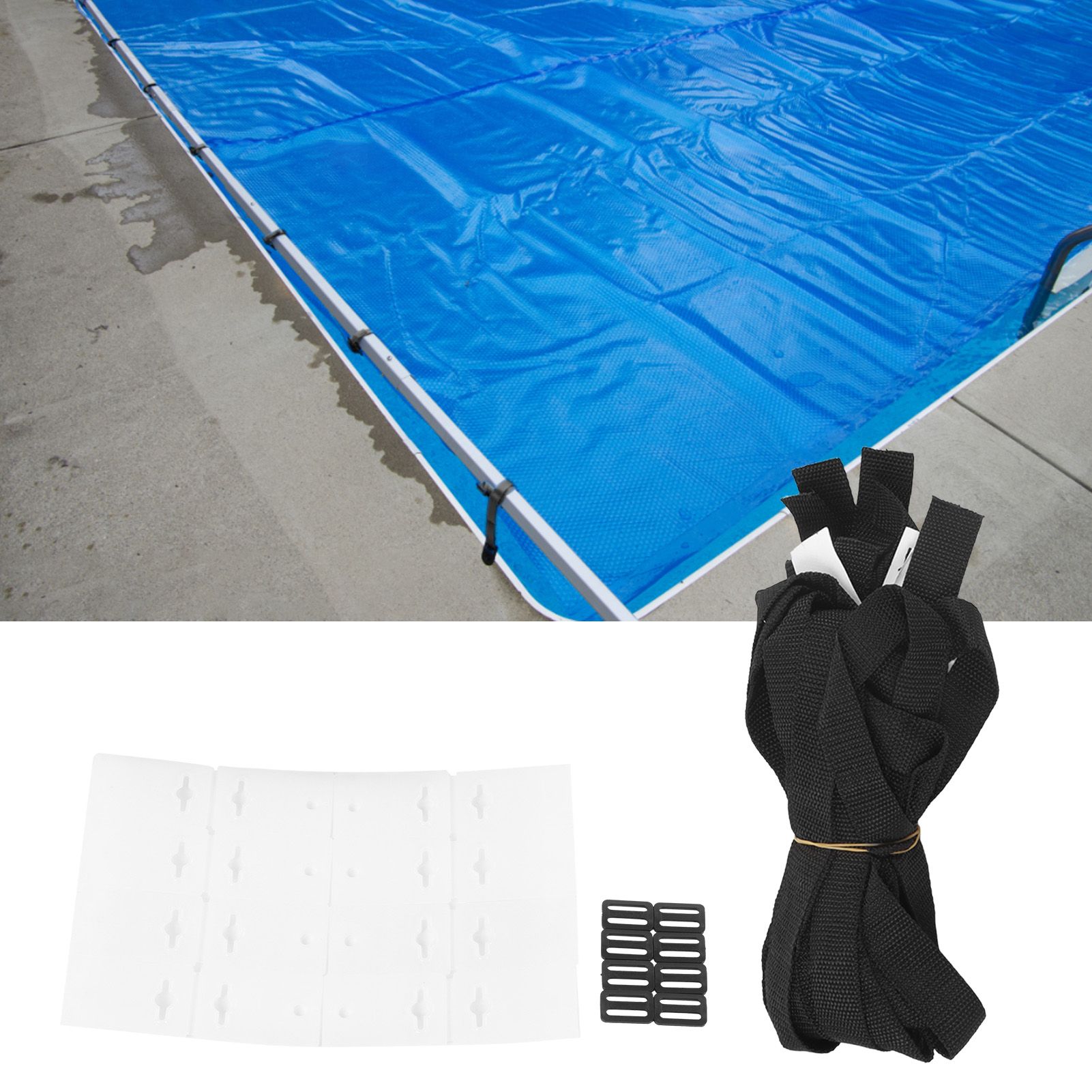 8 Sets Swimming Pool Roller Strap Solar Cover Reel Attachment Kit with Cord view 11