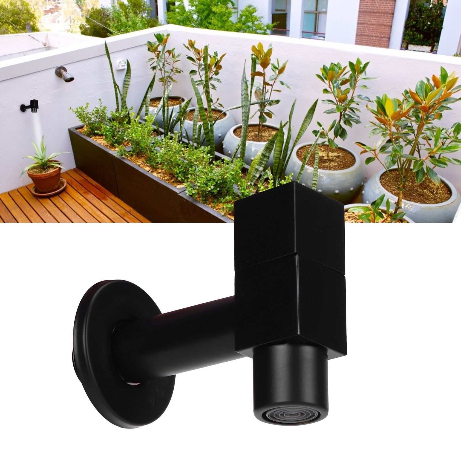 G1/2 Black Mop Sink Faucet Balcony Single Cold Water Gravity Casting Tap view 9
