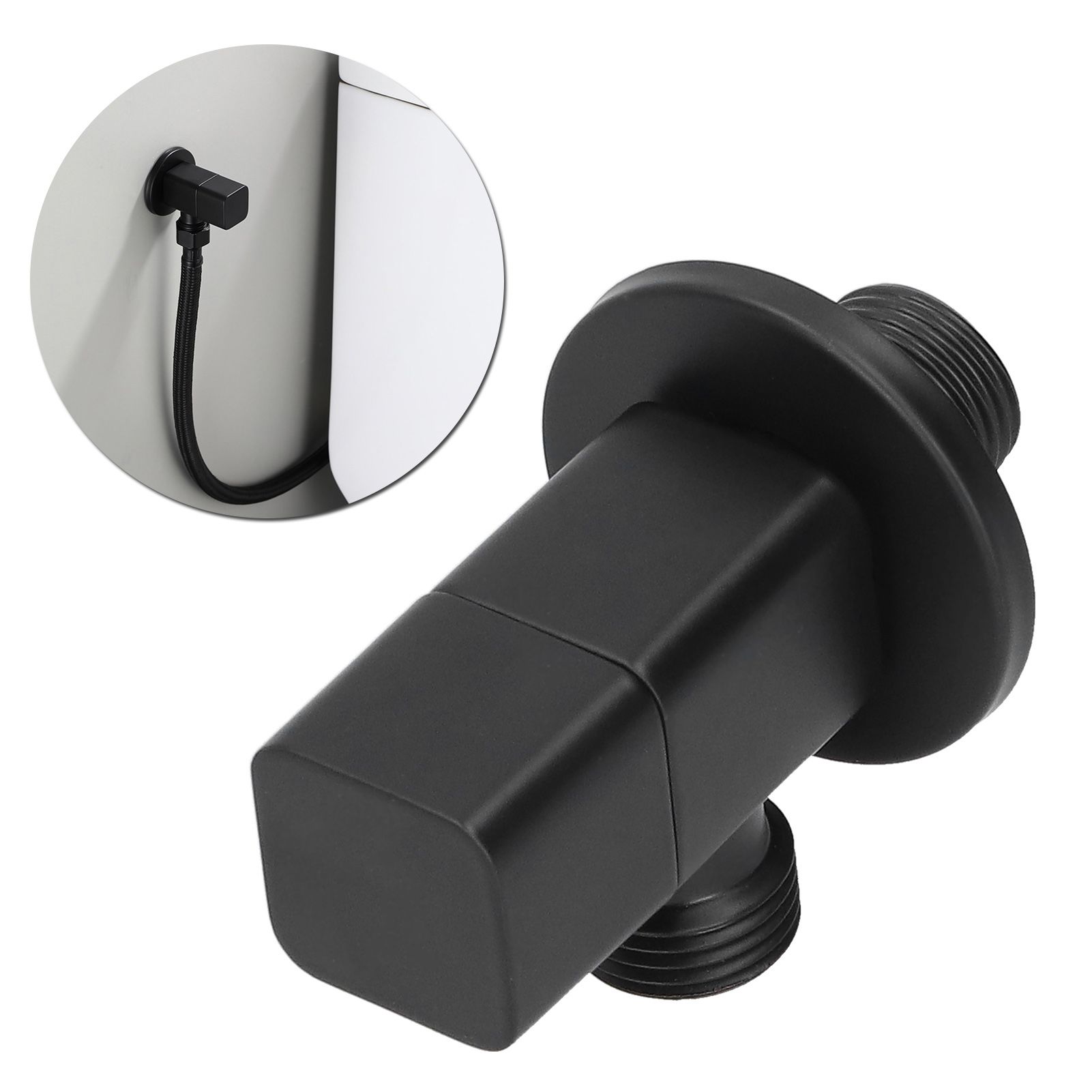 G1/2 Angle Valve Mixer Water Stop Valve Bathroom Toilet Washbasin Accessory Black view 9