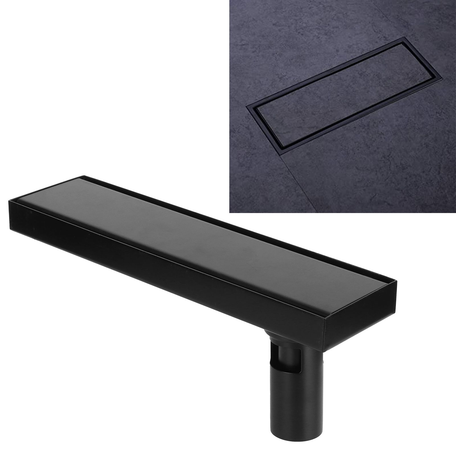 30cm Floor Drain 304 Stainless Steel Matte Black Linear Floor Concealed view 10