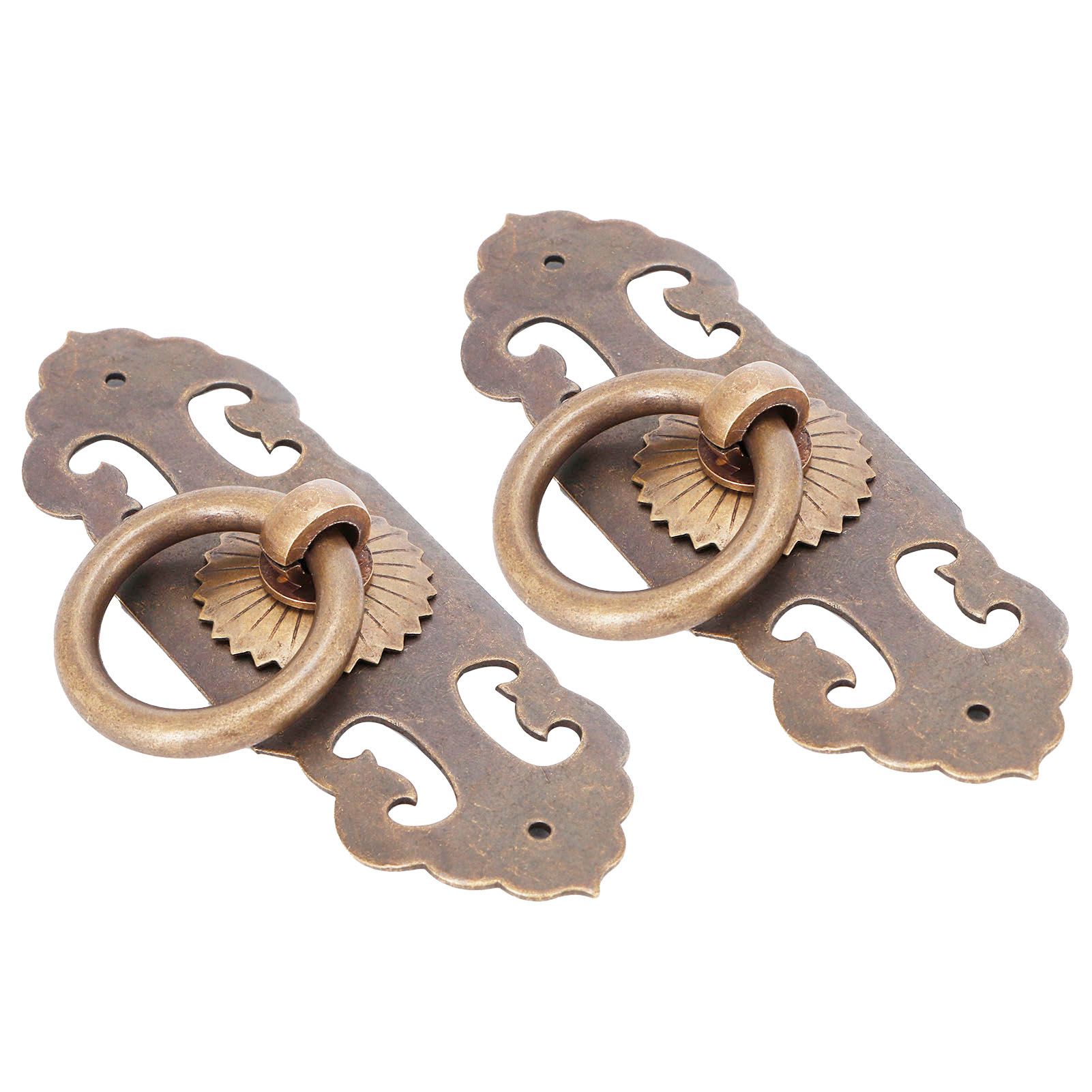 2 Sets 90mm Drawer Horizontal Handle Copper Antique Hollow Cabinet Handle Pull view 4