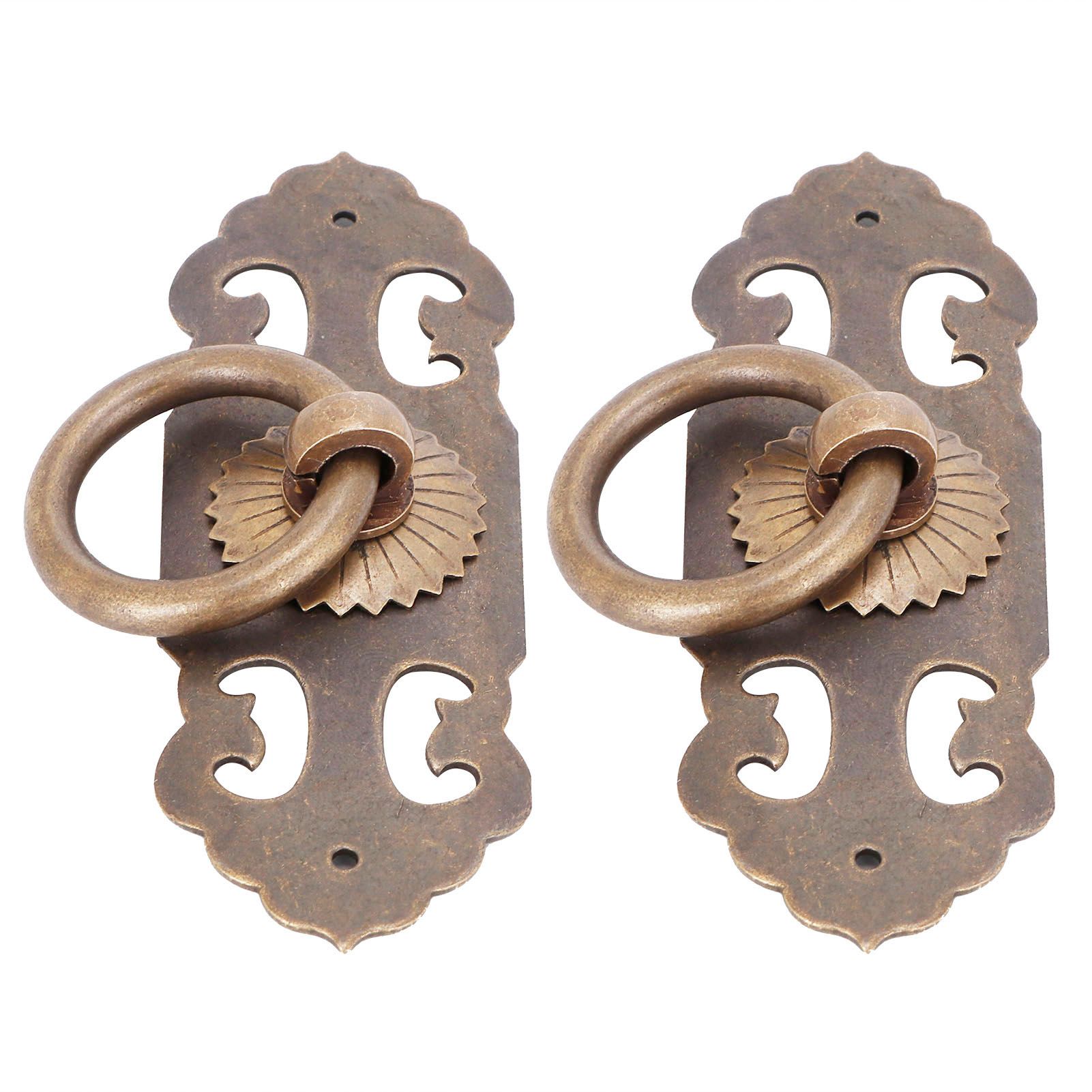 2 Sets 90mm Drawer Horizontal Handle Copper Antique Hollow Cabinet Handle Pull view 13