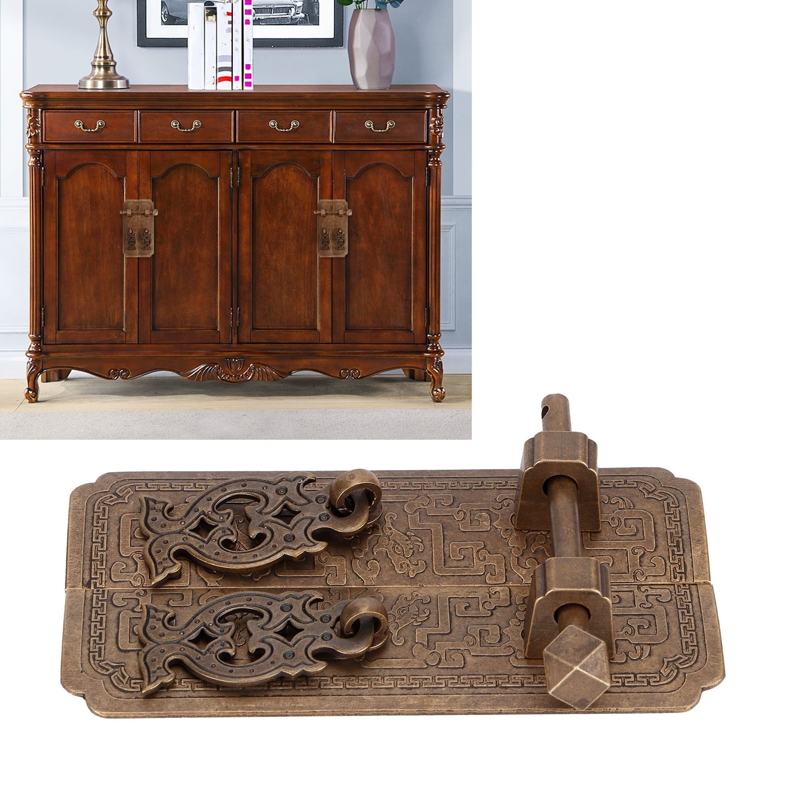 Door Handle Set Chinese Style Antique Copper Pull Handles Cabinet Wardrobe view 9