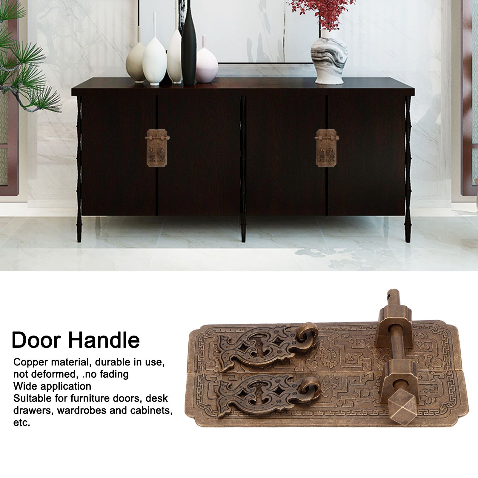 Door Handle Set Chinese Style Antique Copper Pull Handles Cabinet Wardrobe view 15