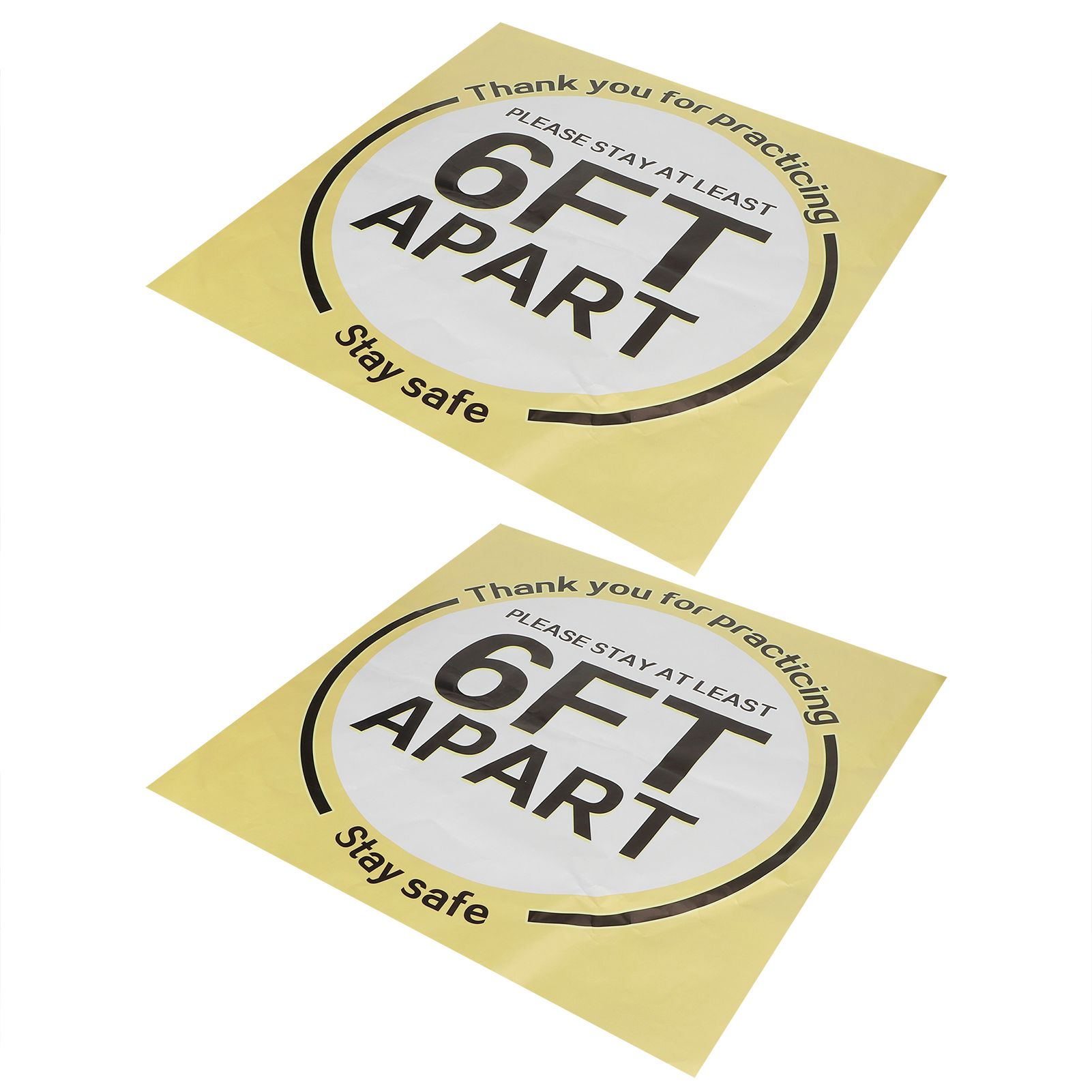 2 Sets Social Distancing Floor Decals Distancing Warning Sign Sticker for view 2