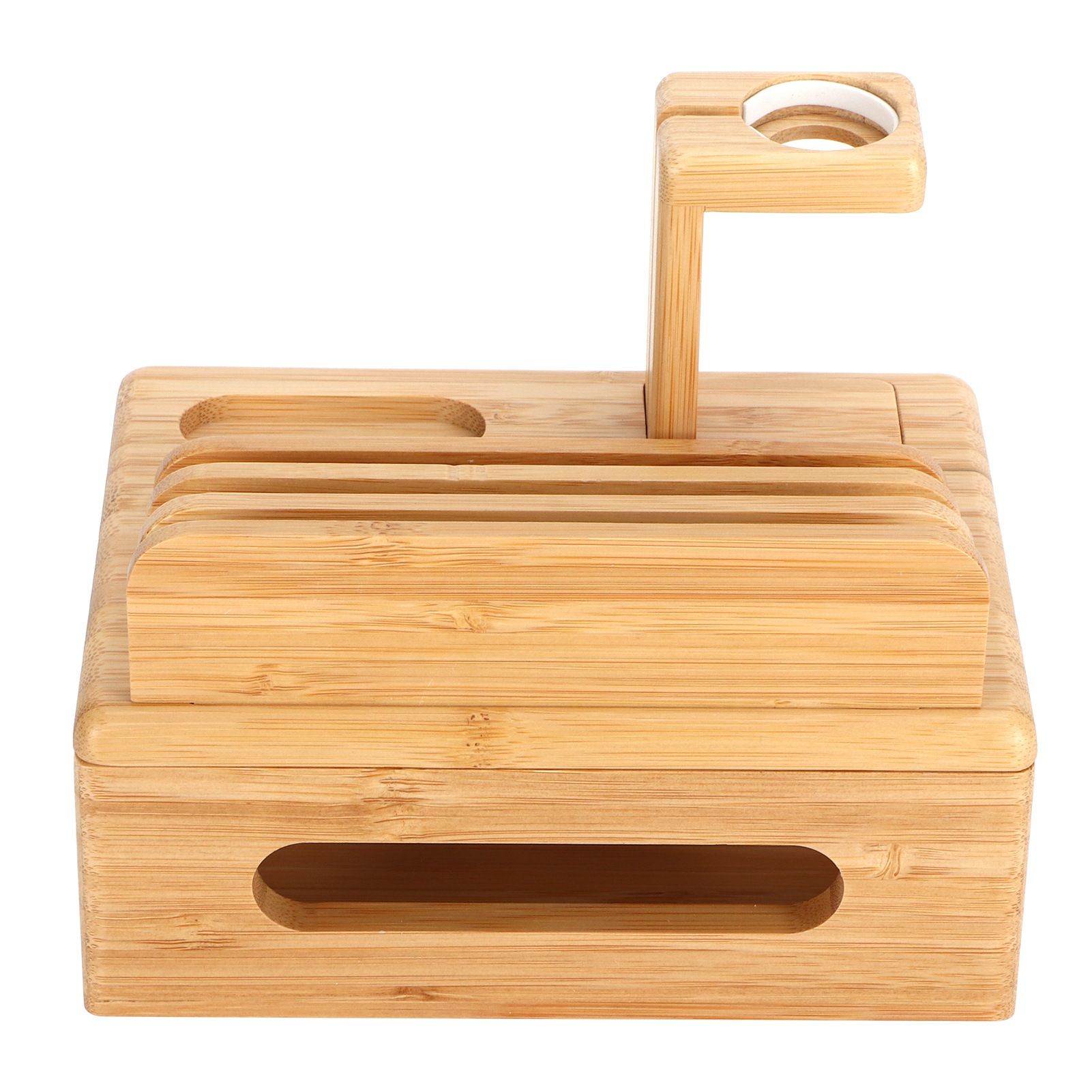 Bamboo Device Organizer Stand Cellphone Tablet Watch Holder Desktop Storage view 6