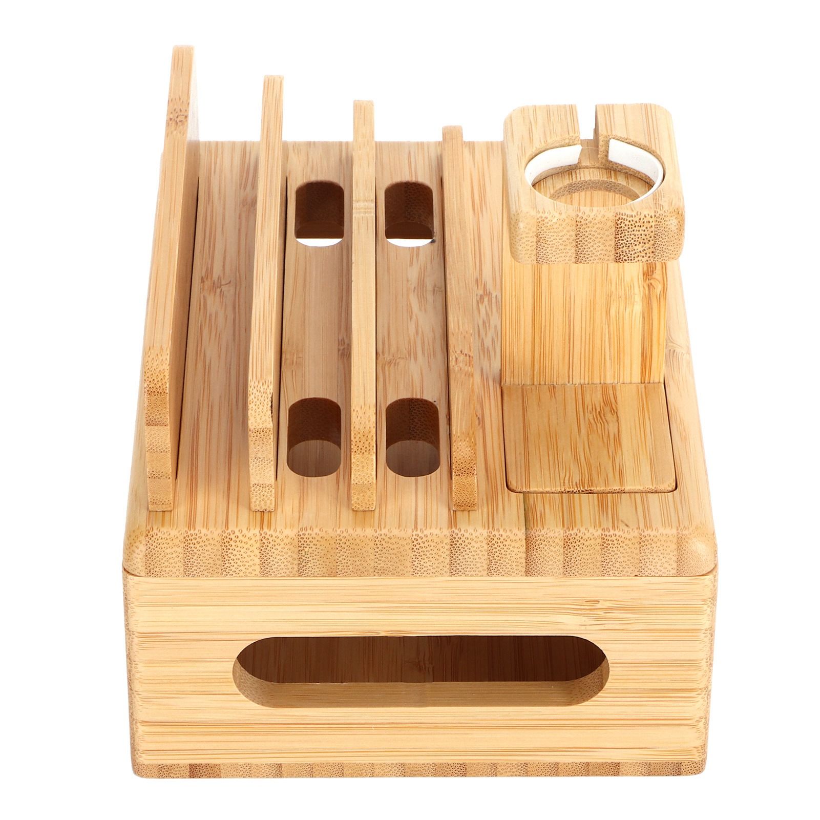Bamboo Device Organizer Stand Cellphone Tablet Watch Holder Desktop Storage view 7