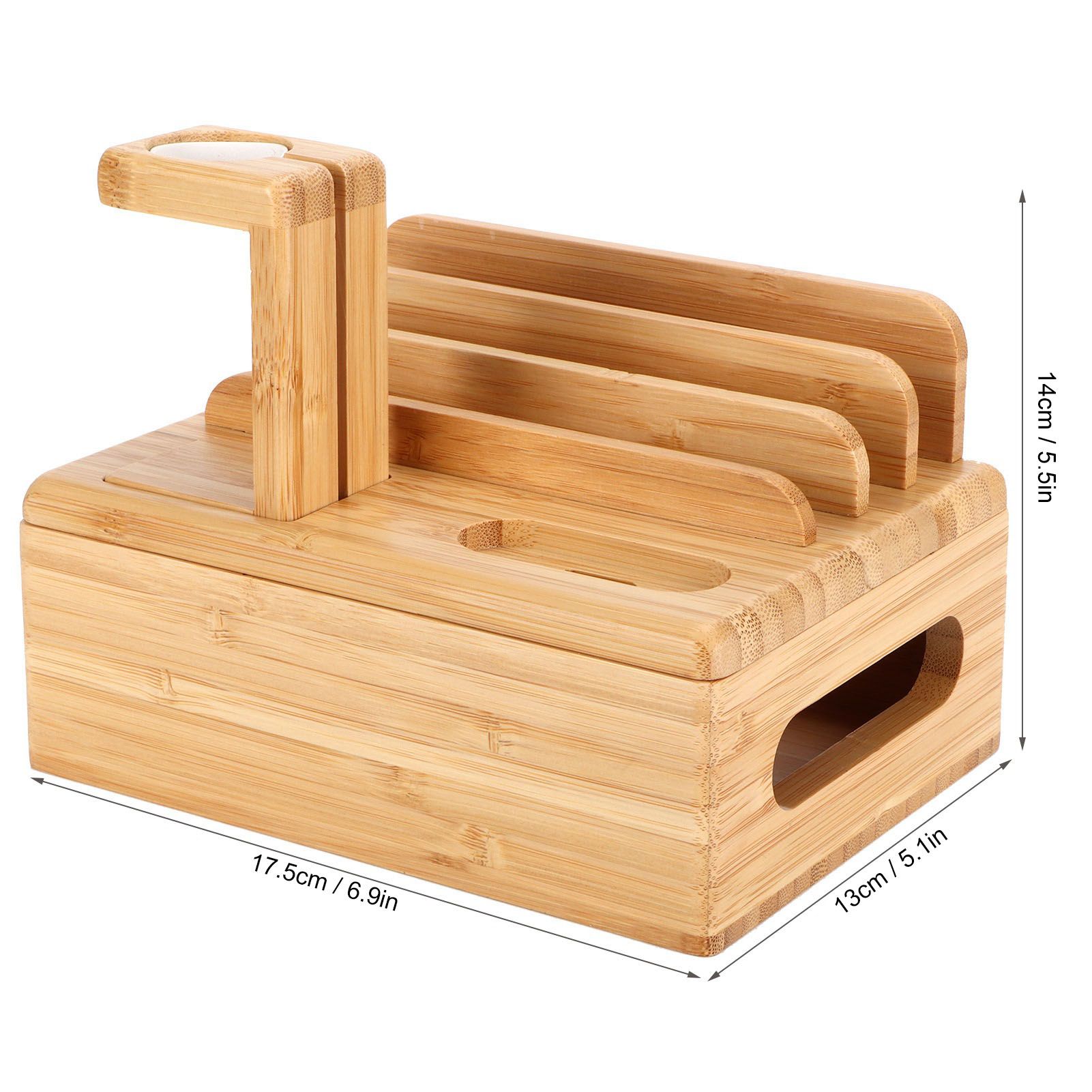 Bamboo Device Organizer Stand Cellphone Tablet Watch Holder Desktop Storage view 13