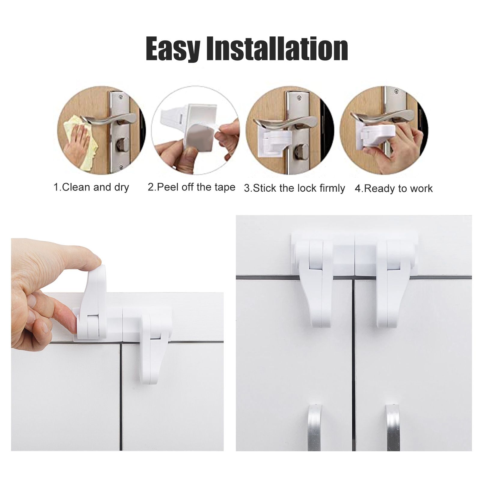4Pcs Door Handle Child Safety Lock Baby Protector for Cabinet Wardrobe Drawer view 15