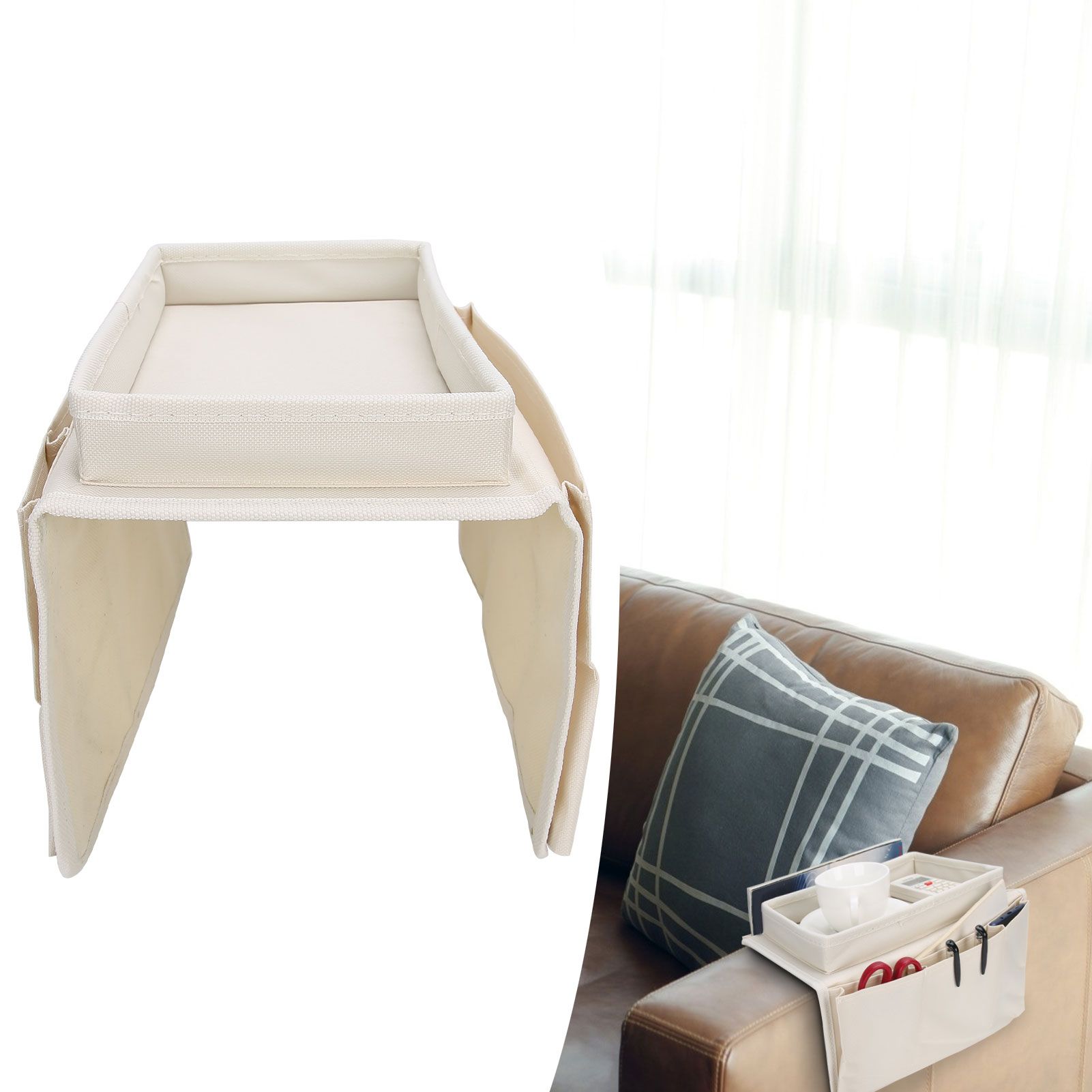 4 Pockets Sofa Armrest TV Remote Control Organizer Armchair Couch Bag with Cup view 10