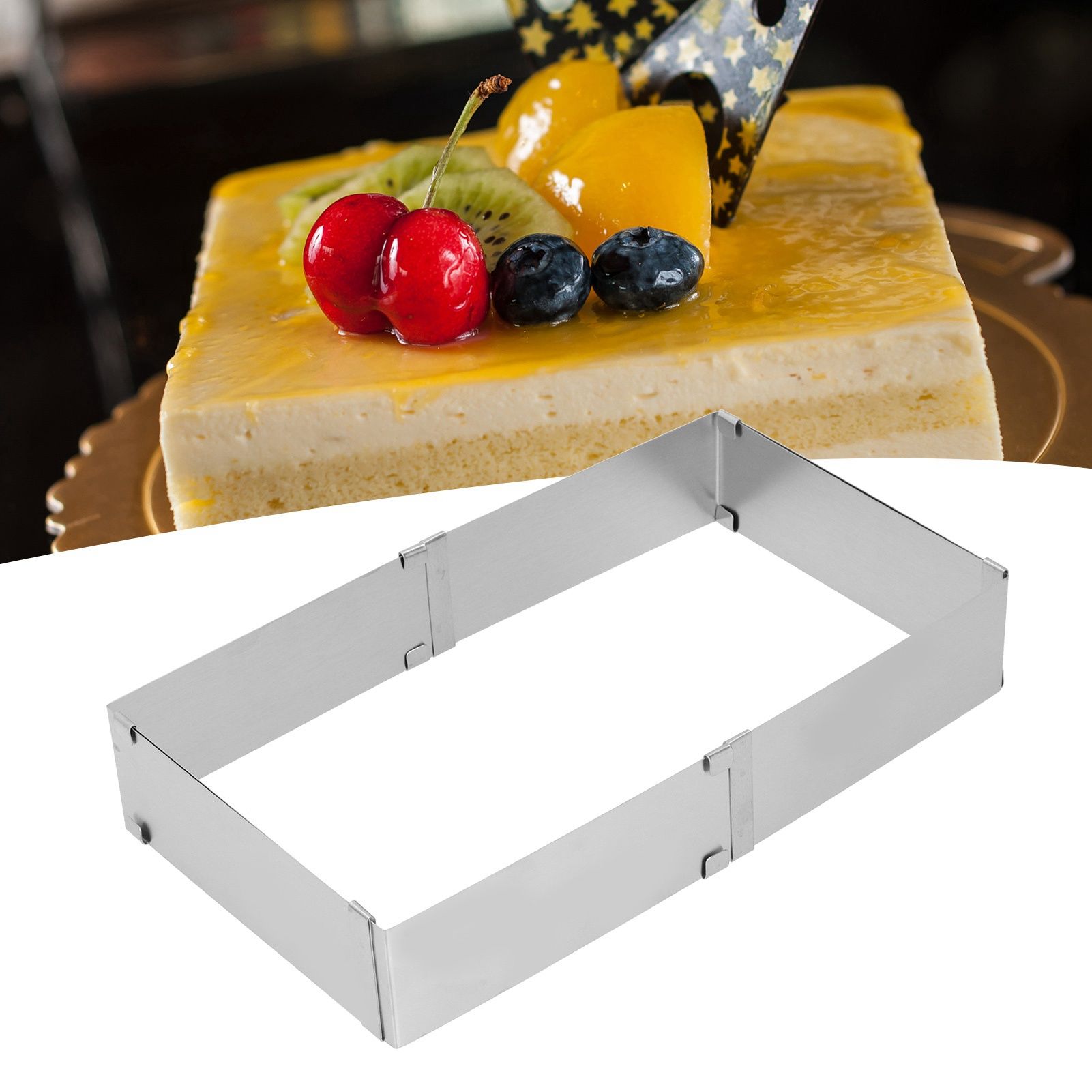 Stainless Steel Square Mousse Ring Retractable Biscuits Cake Mold Kitchen DIY view 9