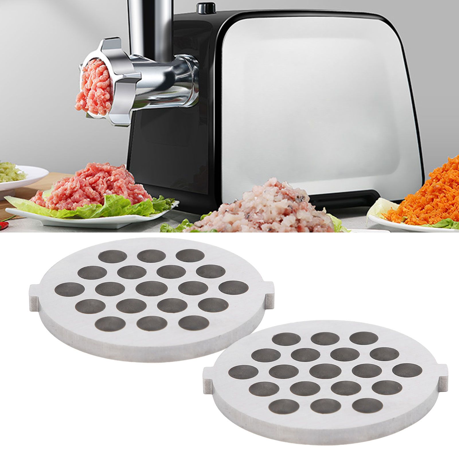 2Pcs Electric Mincer Blade Stainless Steel Grinding Plate Round Hole for 5#/B view 10