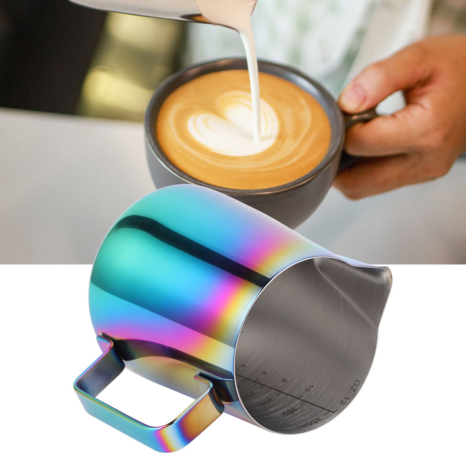 350ml Coffee Pitcher Latte Art Making Cup Colorful Milk Frothing Pitcher with view 10
