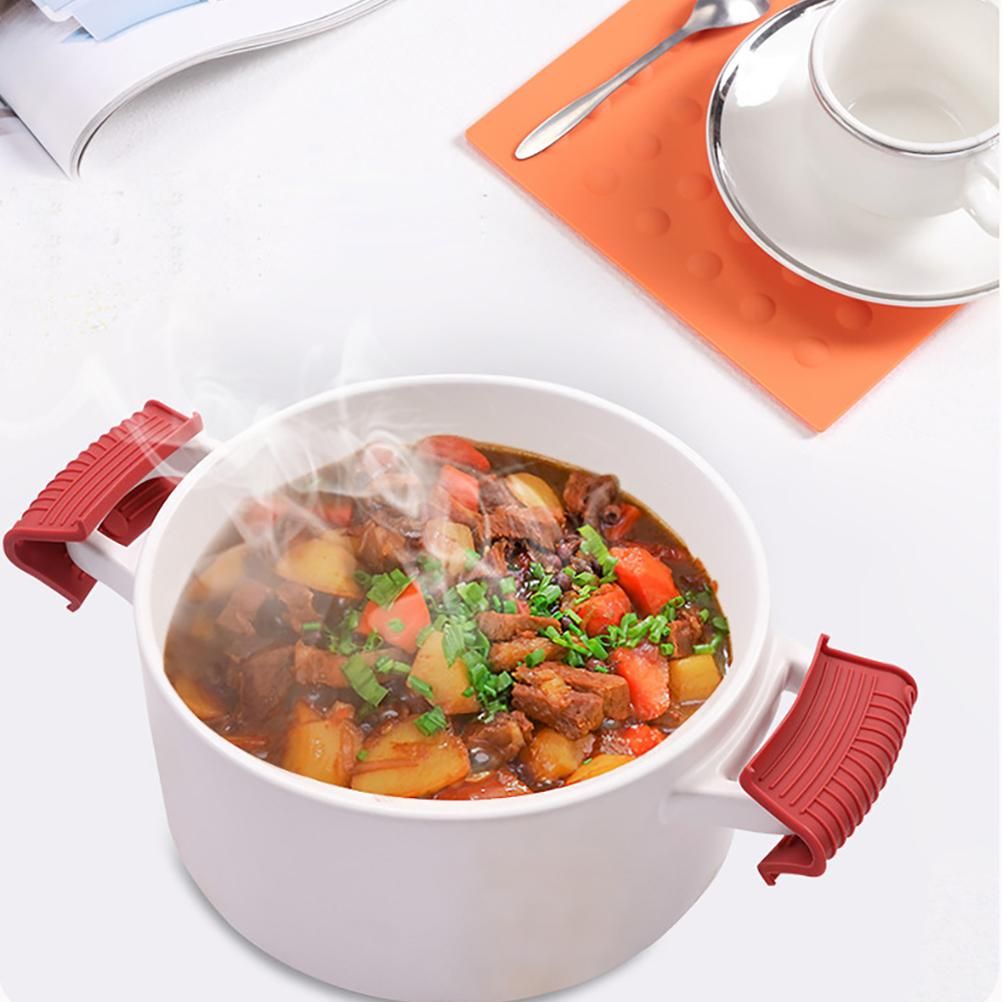 4PCS Silicone Hot Handle Holder and Silicone Auxiliary Handle Holder Iron Pan view 8
