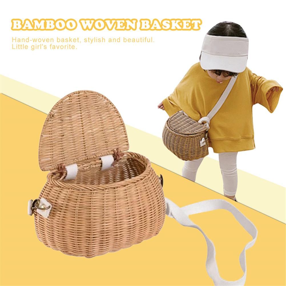 Kids Backpacks Portable Hand Woven Basket Handmade Woven Bike Basket Great for view 2