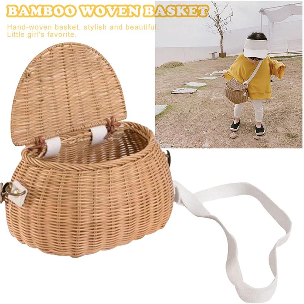 Kids Backpacks Portable Hand Woven Basket Handmade Woven Bike Basket Great for view 3