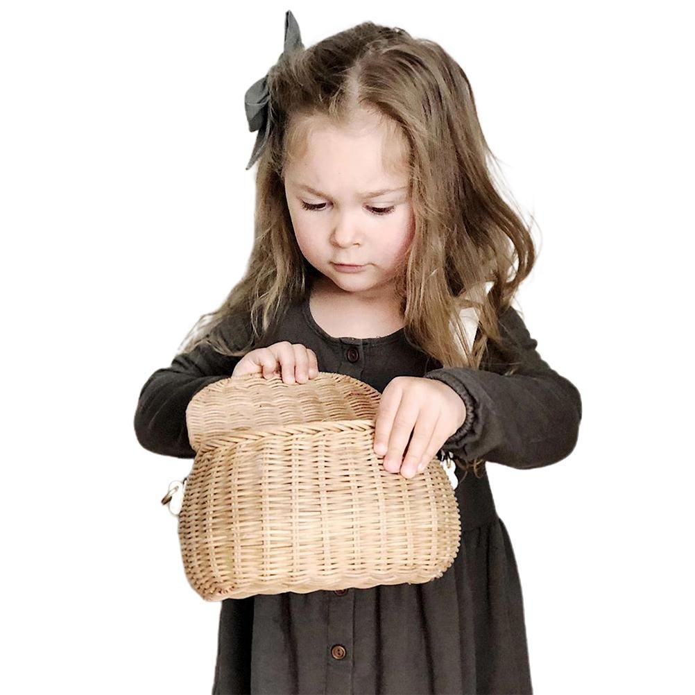 Kids Backpacks Portable Hand Woven Basket Handmade Woven Bike Basket Great for view 5