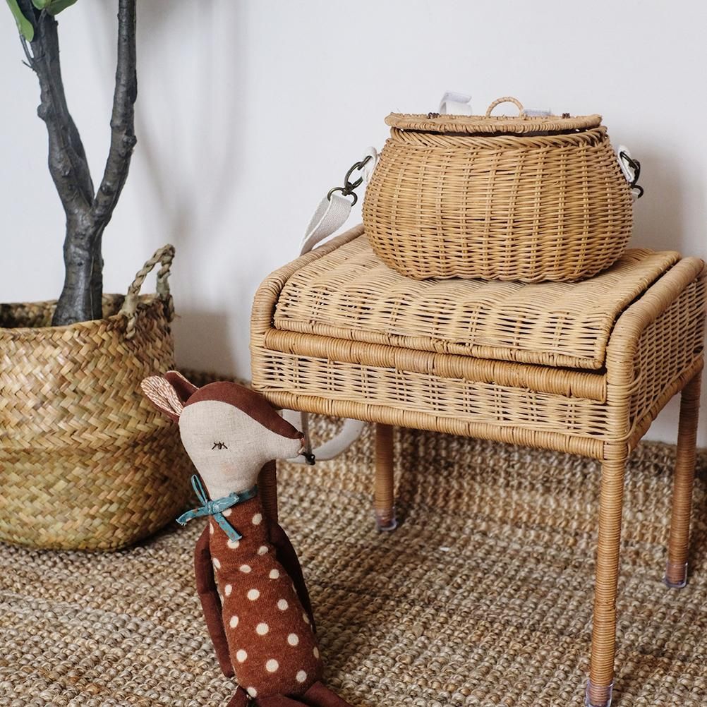 Kids Backpacks Portable Hand Woven Basket Handmade Woven Bike Basket Great for view 7
