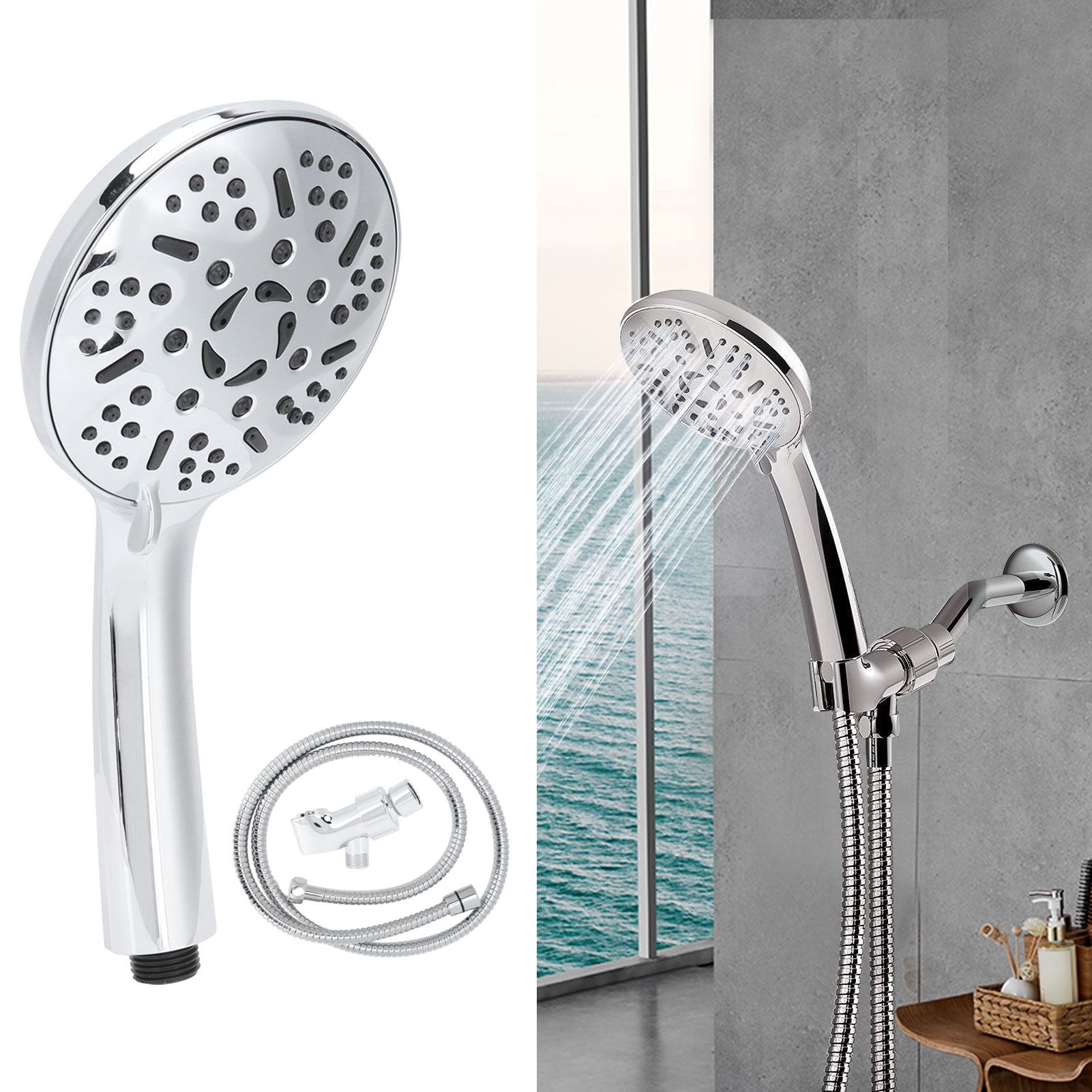G1/2 Shower Head Pressurized Handheld Shower Sprayer with 9 Spray Modes for view 11