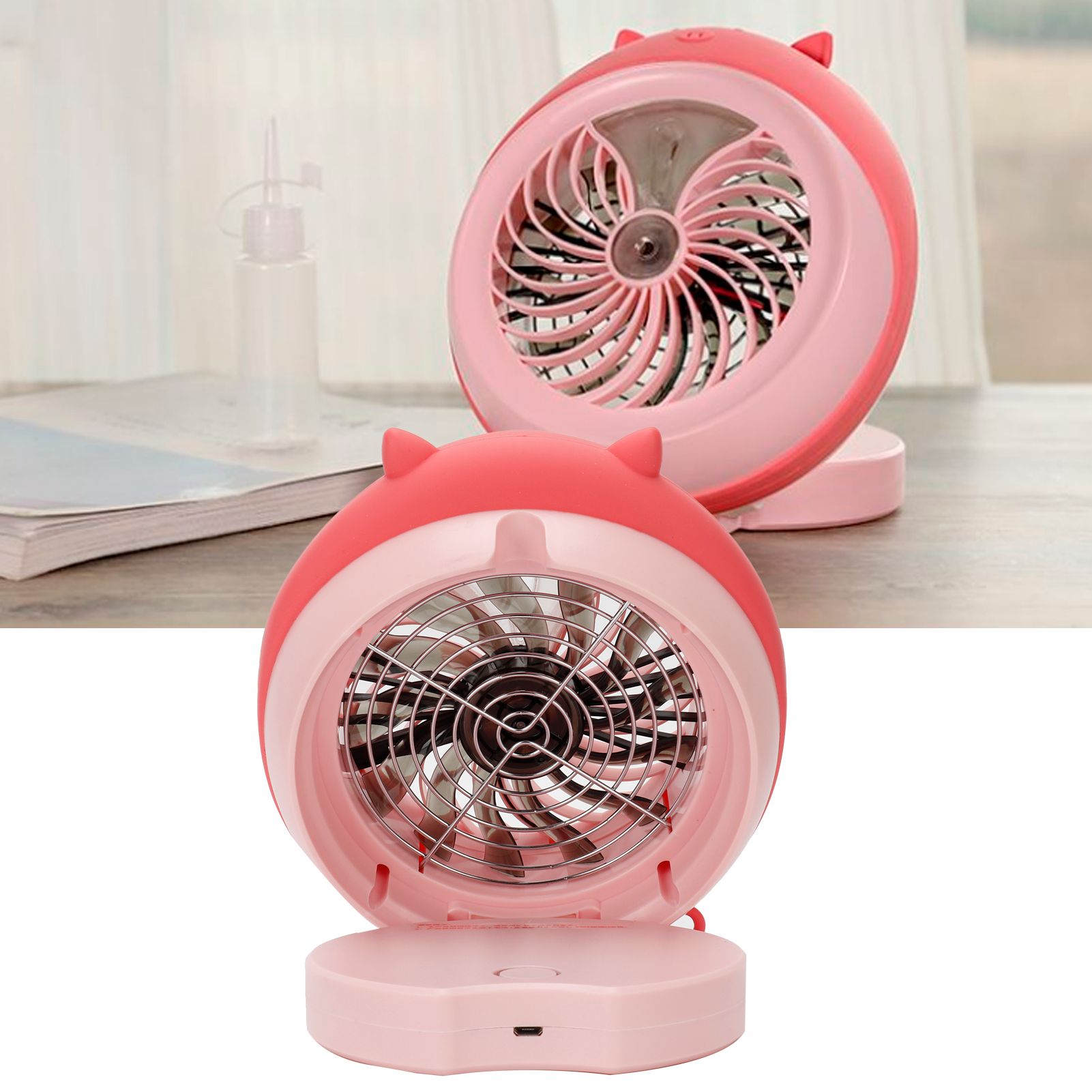 Cute Desktop Mini Fan Portable Humidifying Mist Spray Fan for Home Office view 10
