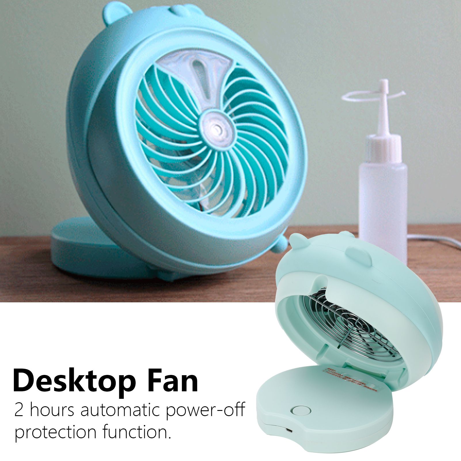 Cute Desktop Mini Fan Portable Humidifying Mist Spray Fan for Home Office view 15