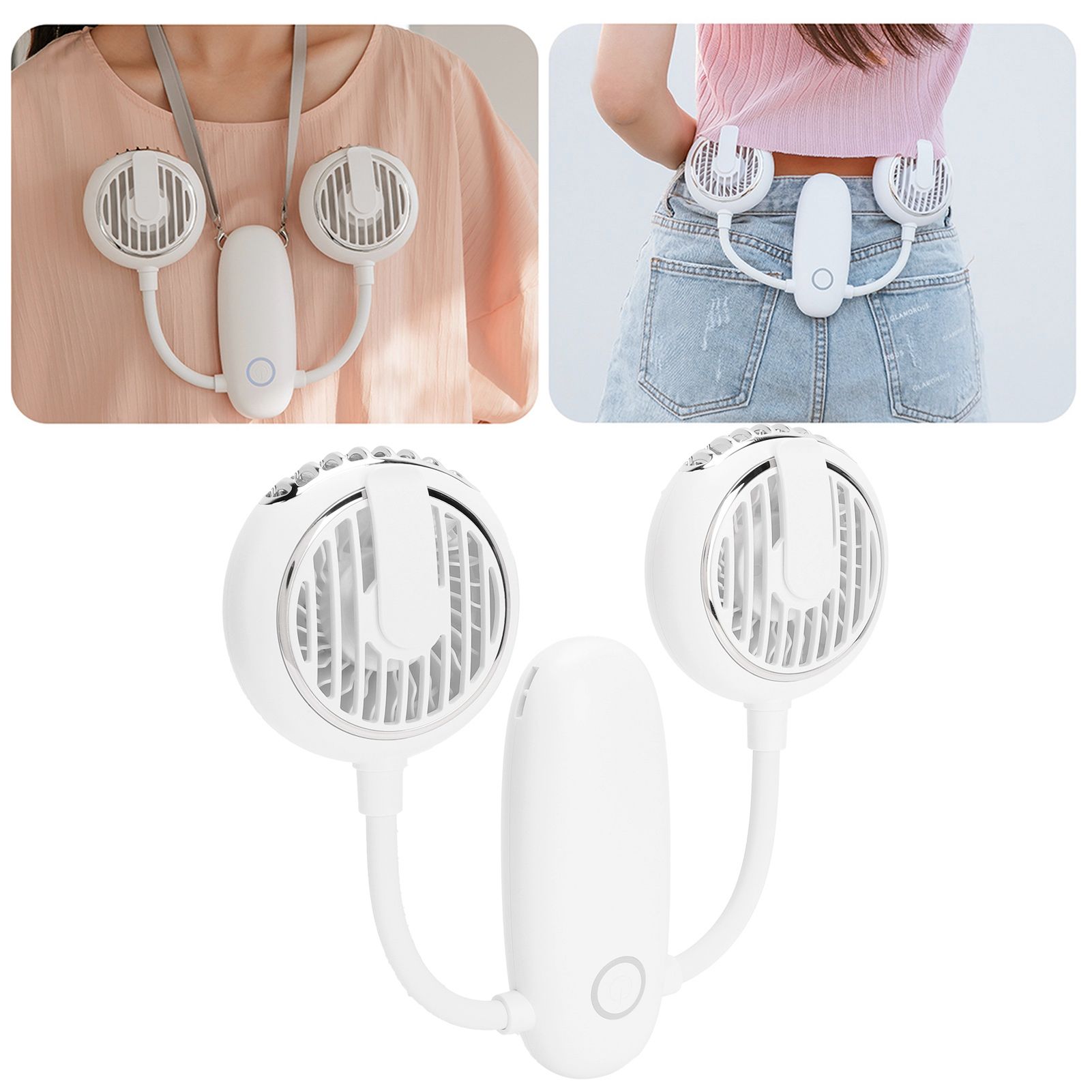 Dual‑Head USB Fan 360° Rotating Portable Neck‑Hanging Electric Fan for Outdoor view 11