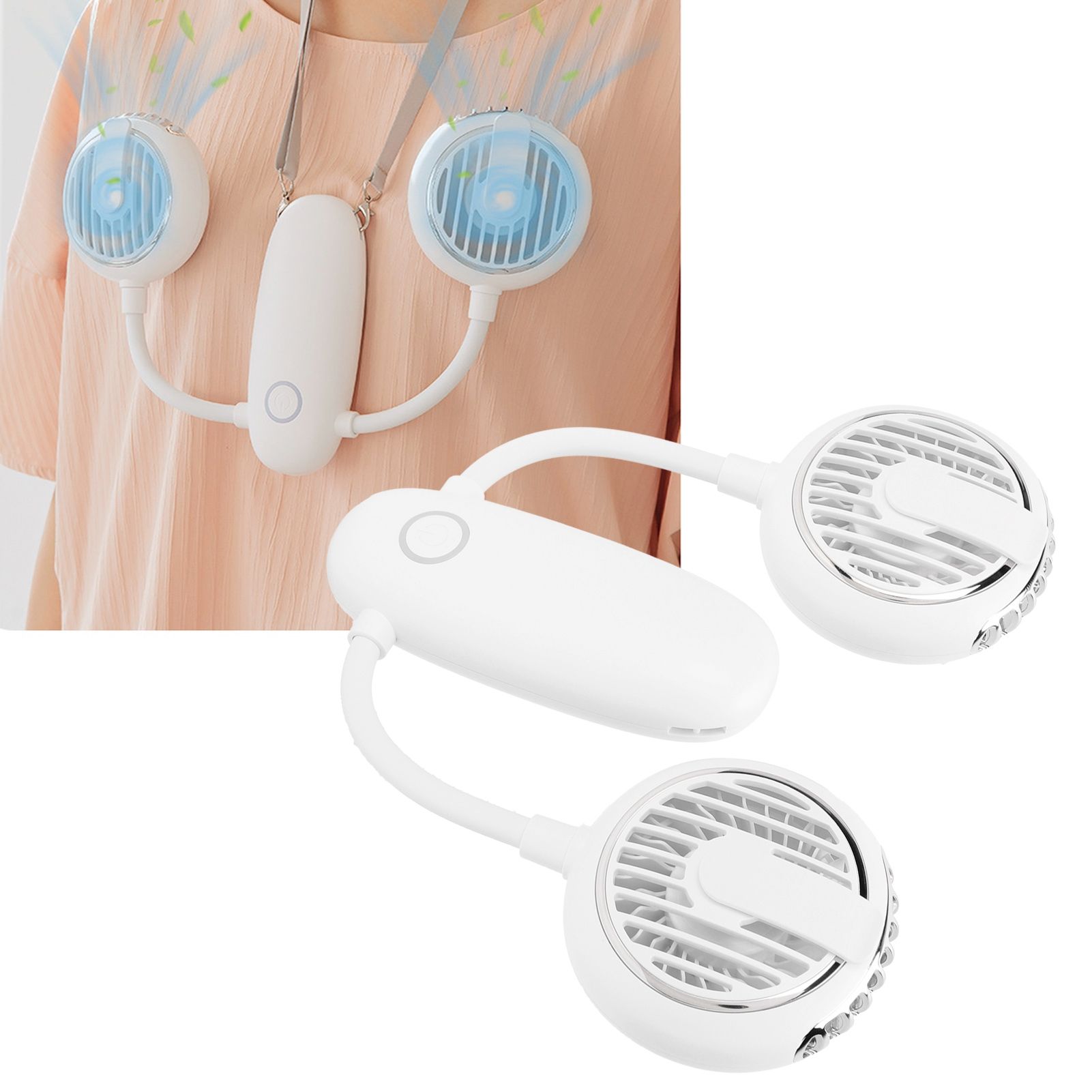 Dual‑Head USB Fan 360° Rotating Portable Neck‑Hanging Electric Fan for Outdoor view 12