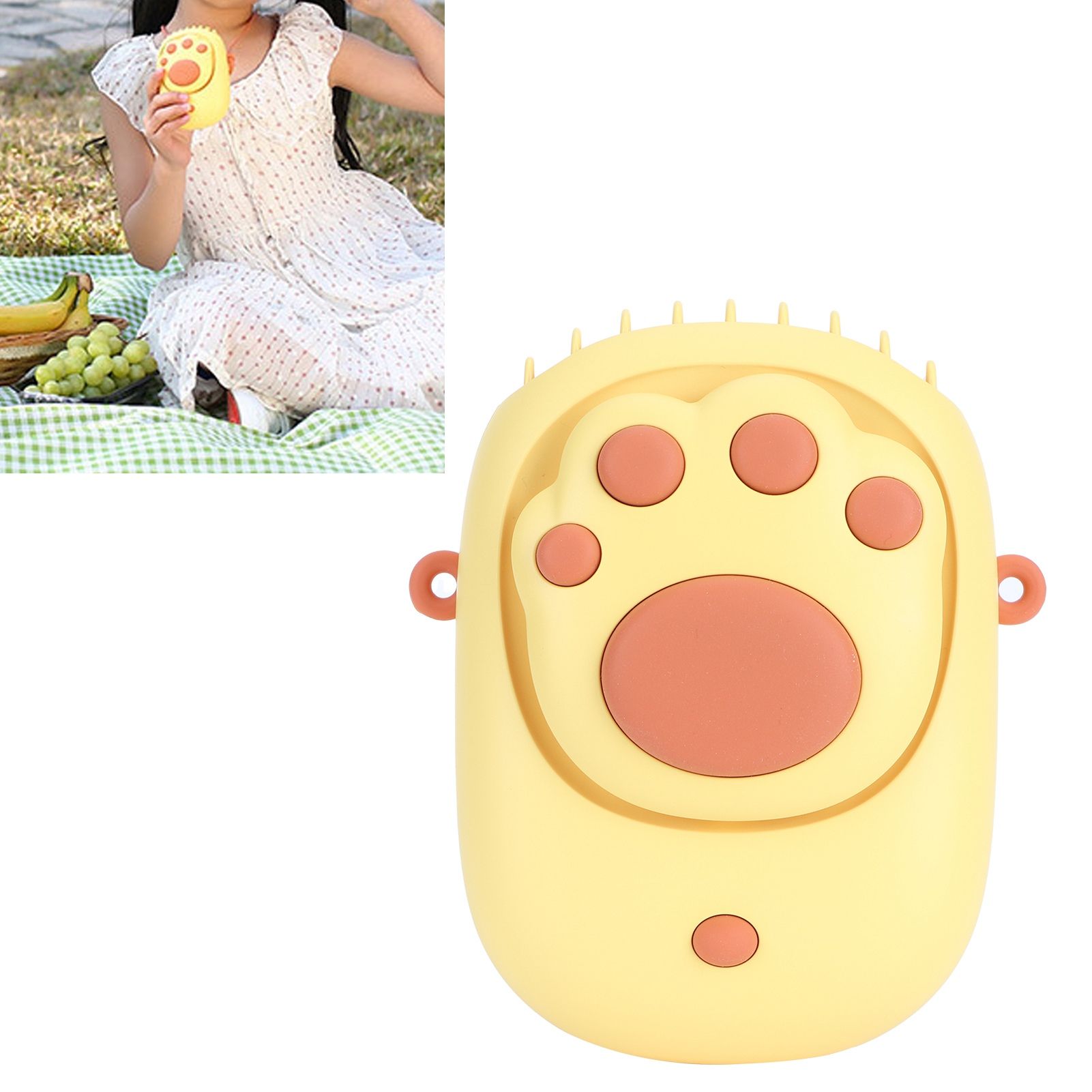 Yellow 3‑Gears Speed Wind Adjustable Electric Fan Cute USB Charging Fan for view 11